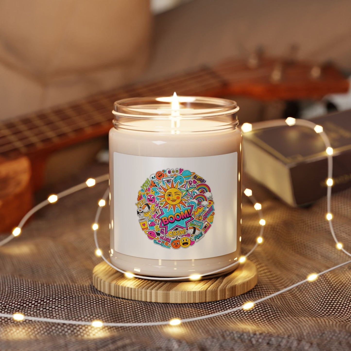 Sticker Bomb Collage Soy Candle | Maximalist Graphic Doodles, Scrapbook Aesthetic - AKYCO