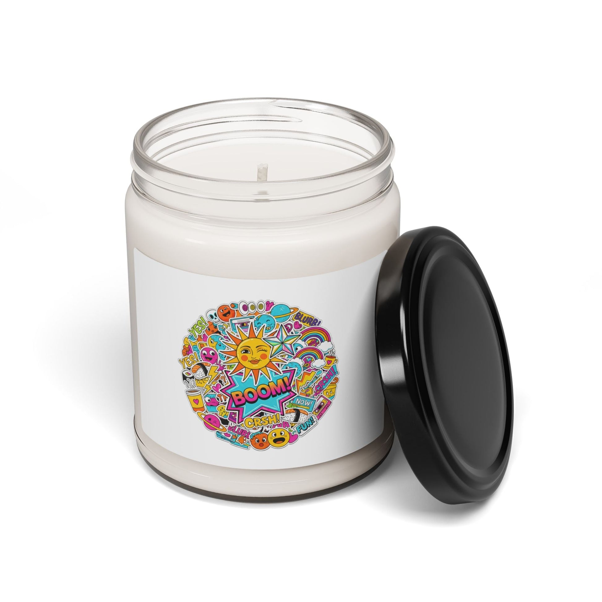 Sticker Bomb Collage Soy Candle | Maximalist Graphic Doodles, Scrapbook Aesthetic - AKYCO