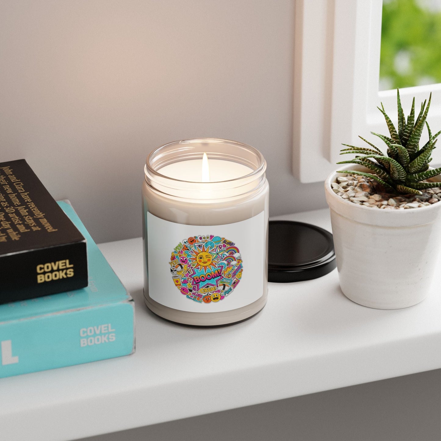 Sticker Bomb Collage Soy Candle | Maximalist Graphic Doodles, Scrapbook Aesthetic - AKYCO