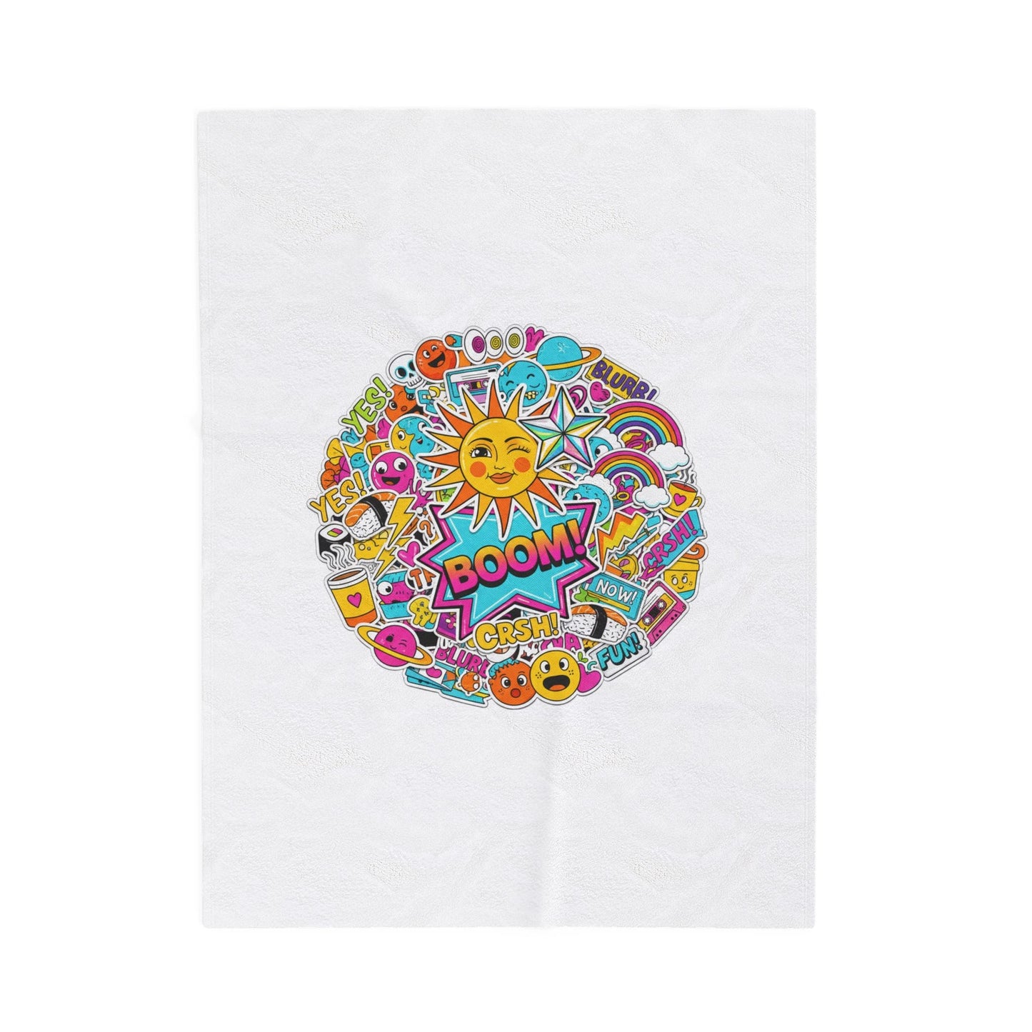 Sticker Bomb Collage Velveteen Plush Blanket | sticker - bomb, graphic doodles - AKYCO