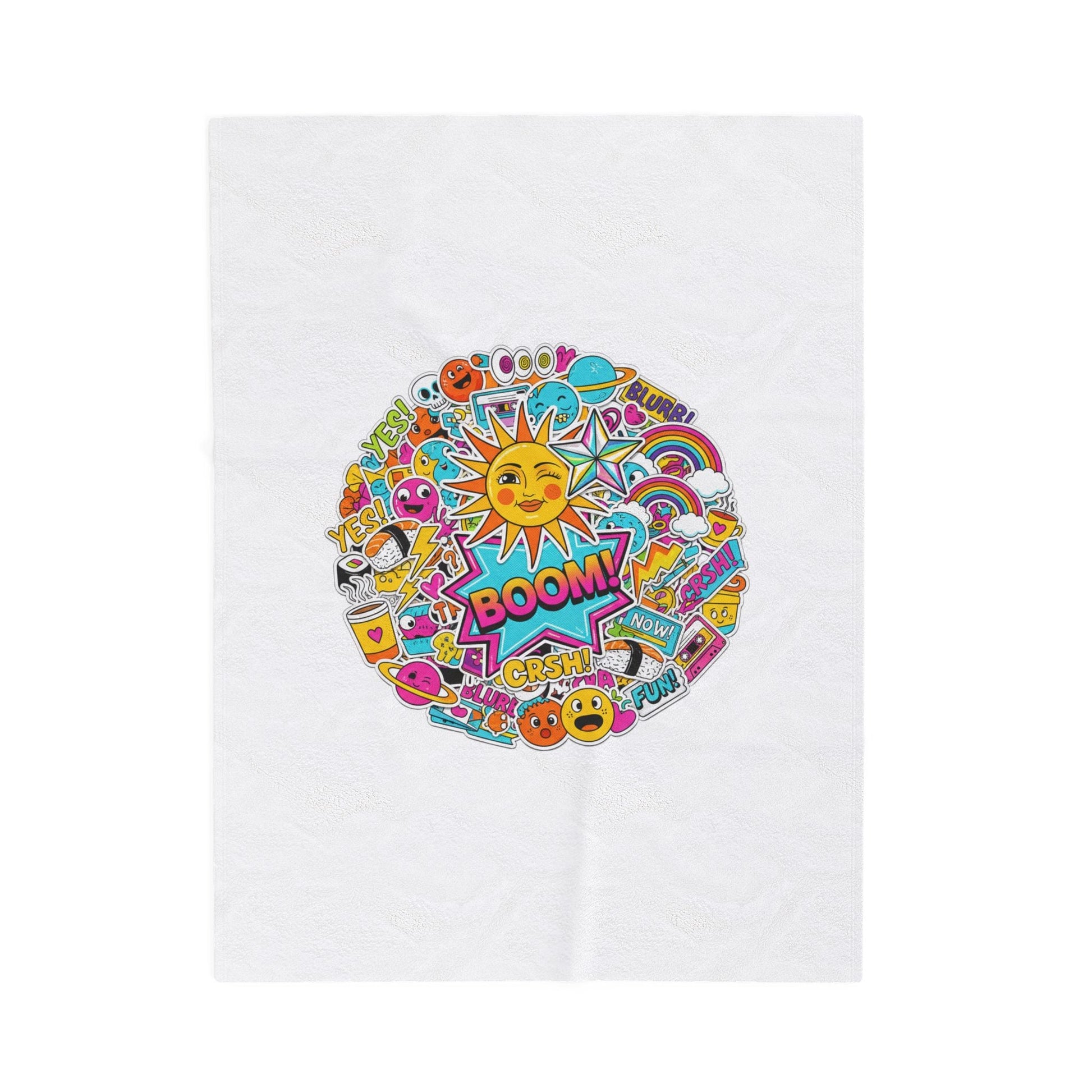Sticker Bomb Collage Velveteen Plush Blanket | sticker - bomb, graphic doodles - AKYCO