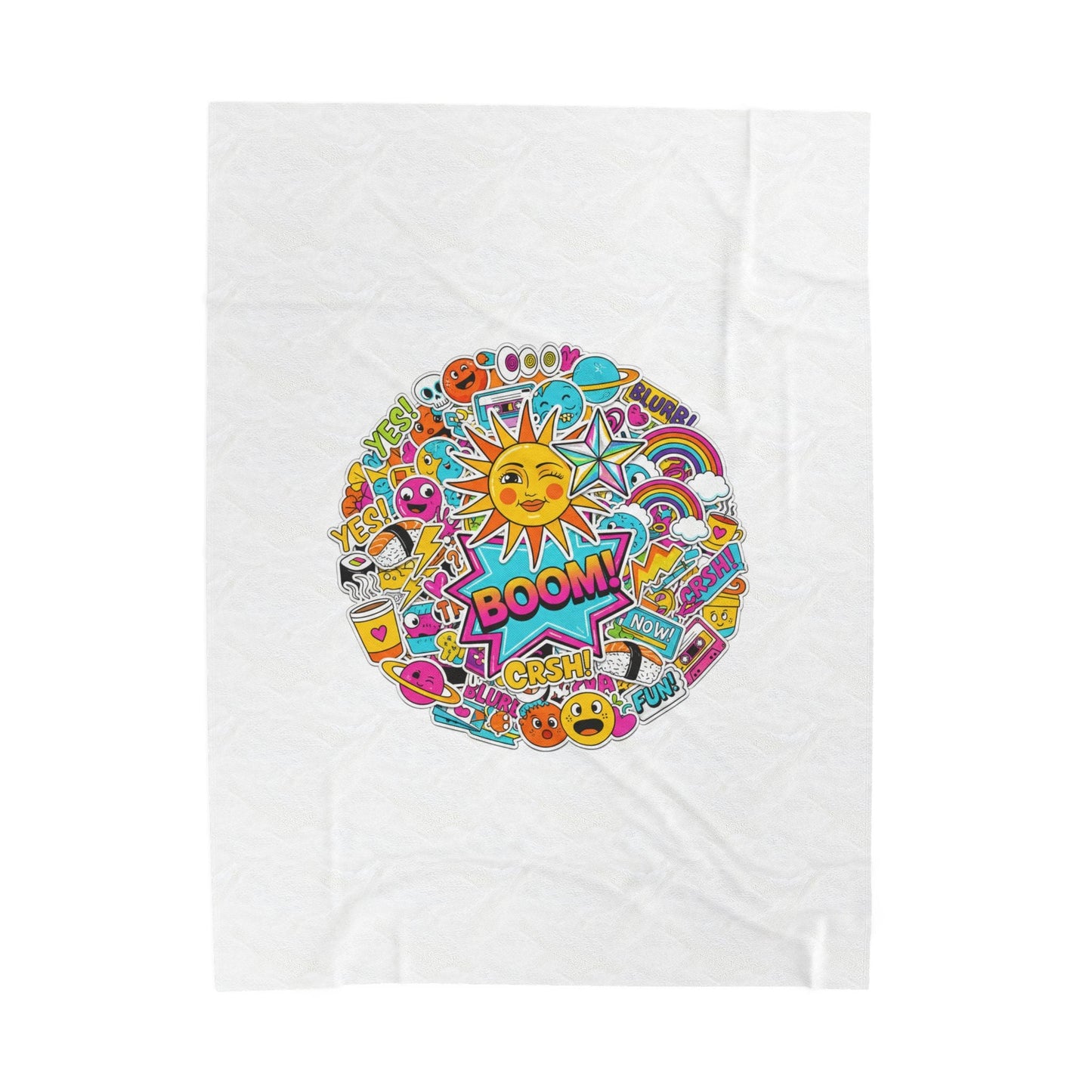 Sticker Bomb Collage Velveteen Plush Blanket | sticker - bomb, graphic doodles - AKYCO