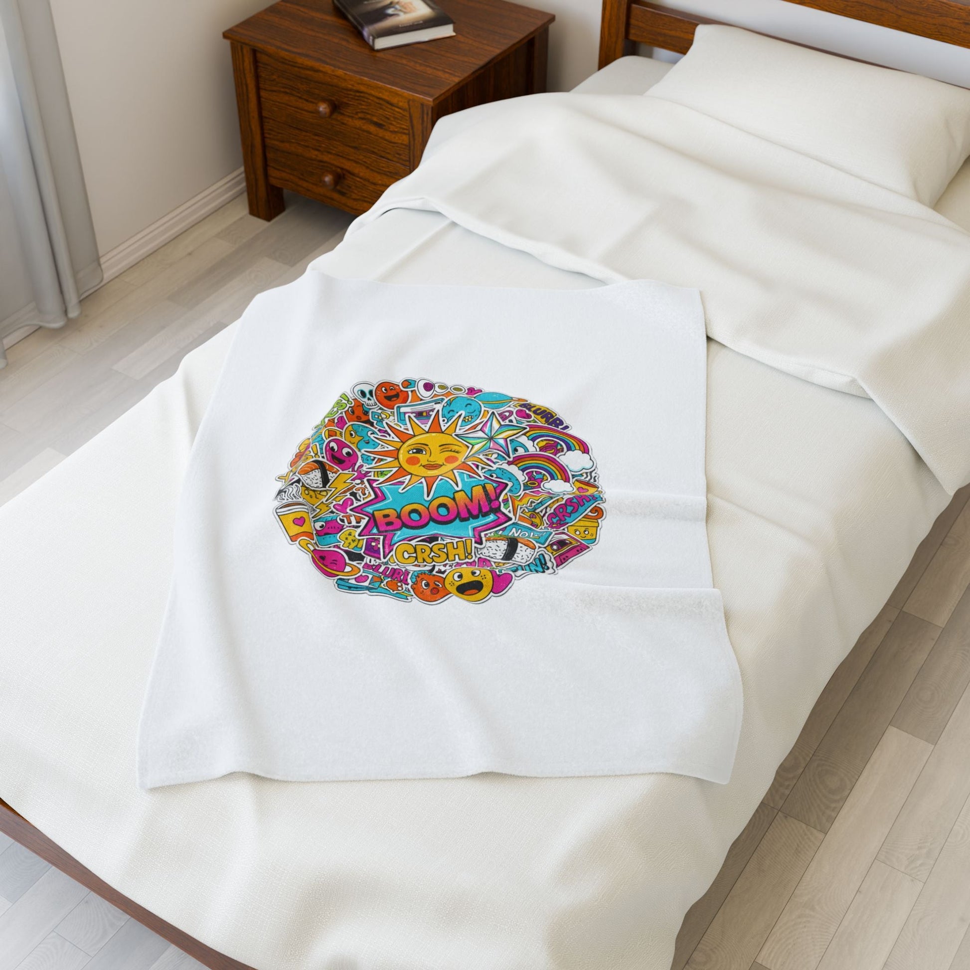 Sticker Bomb Collage Velveteen Plush Blanket | sticker - bomb, graphic doodles - AKYCO