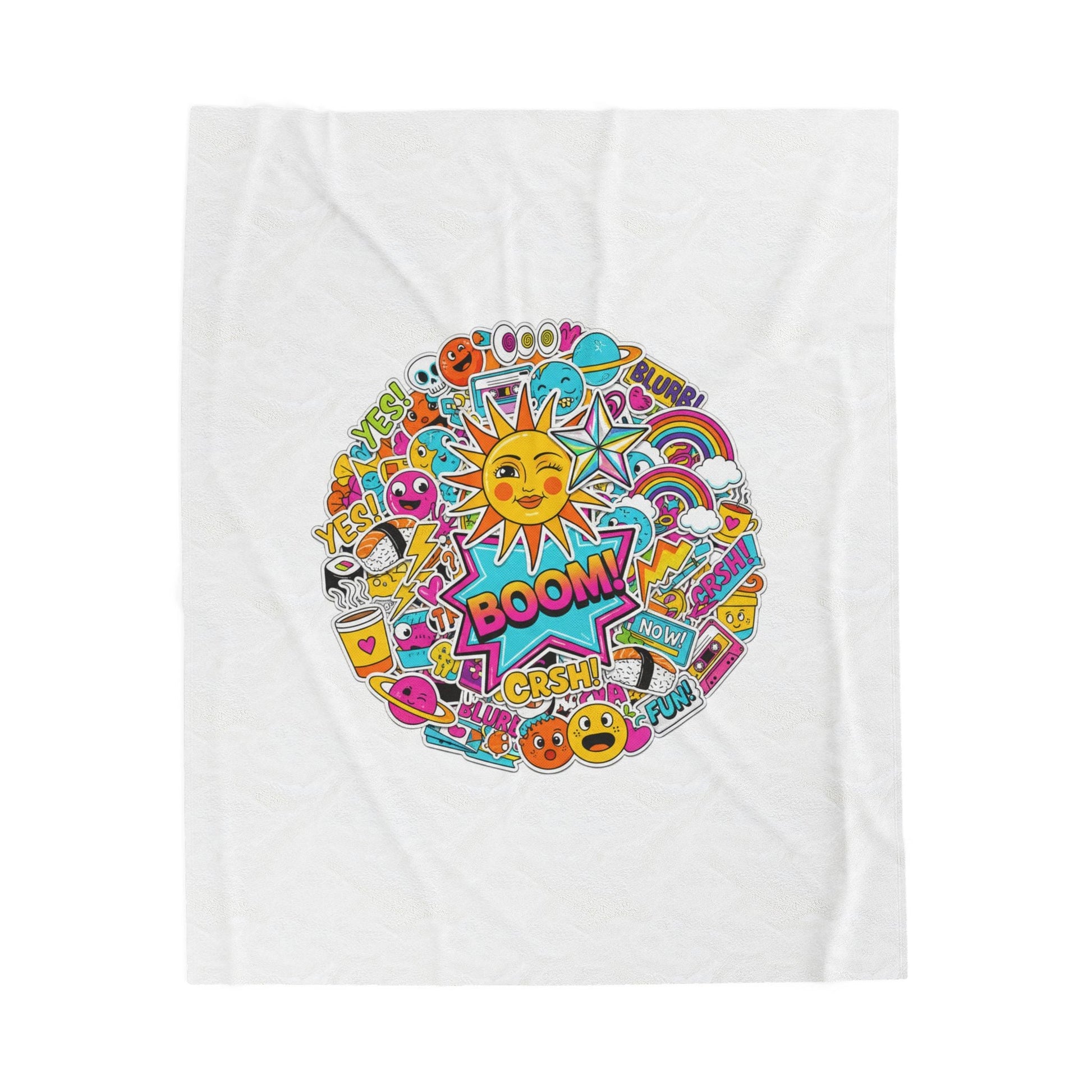 Sticker Bomb Collage Velveteen Plush Blanket | sticker - bomb, graphic doodles - AKYCO
