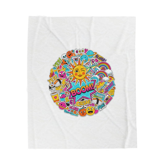 Sticker Bomb Collage Velveteen Plush Blanket | sticker - bomb, graphic doodles - AKYCO