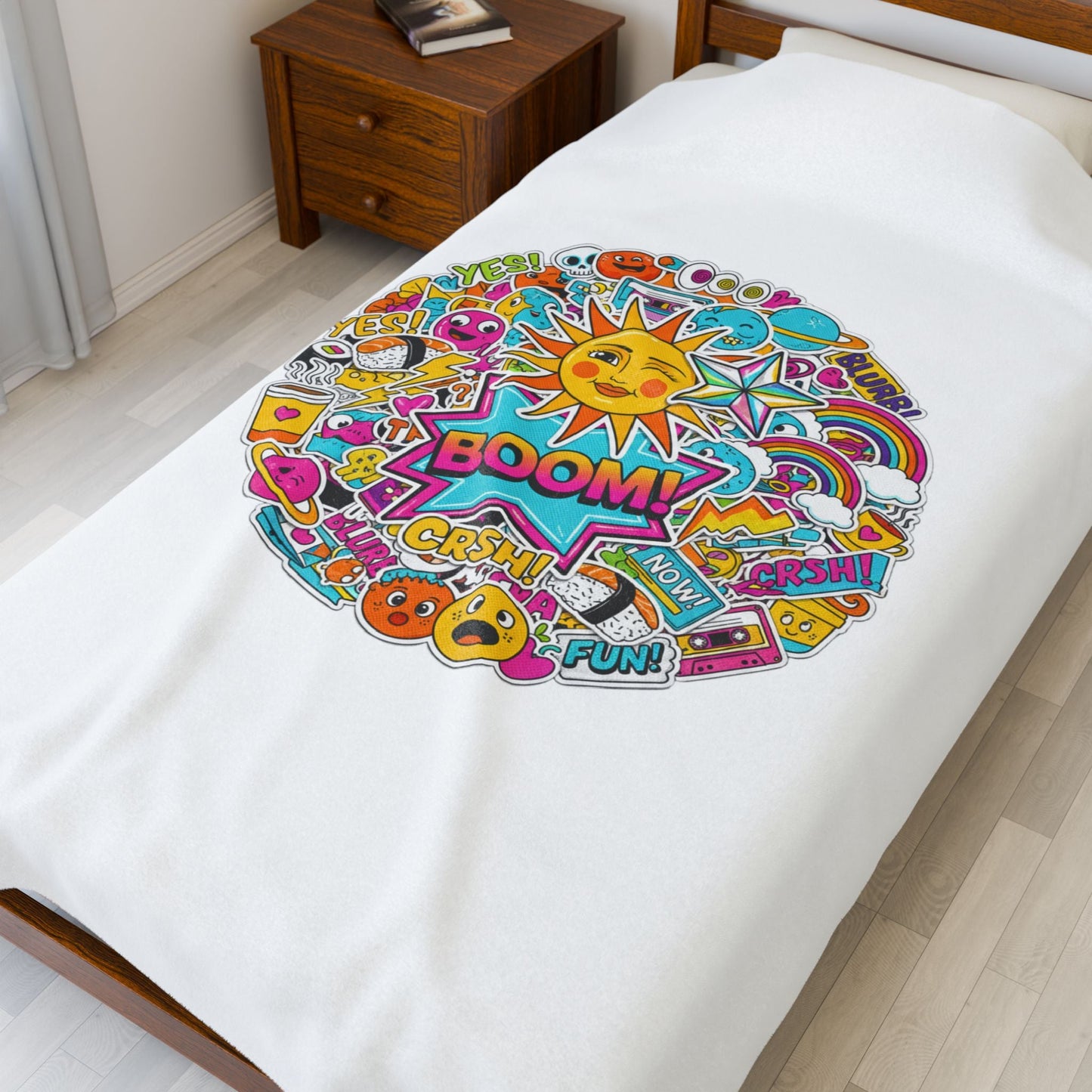 Sticker Bomb Collage Velveteen Plush Blanket | sticker - bomb, graphic doodles - AKYCO