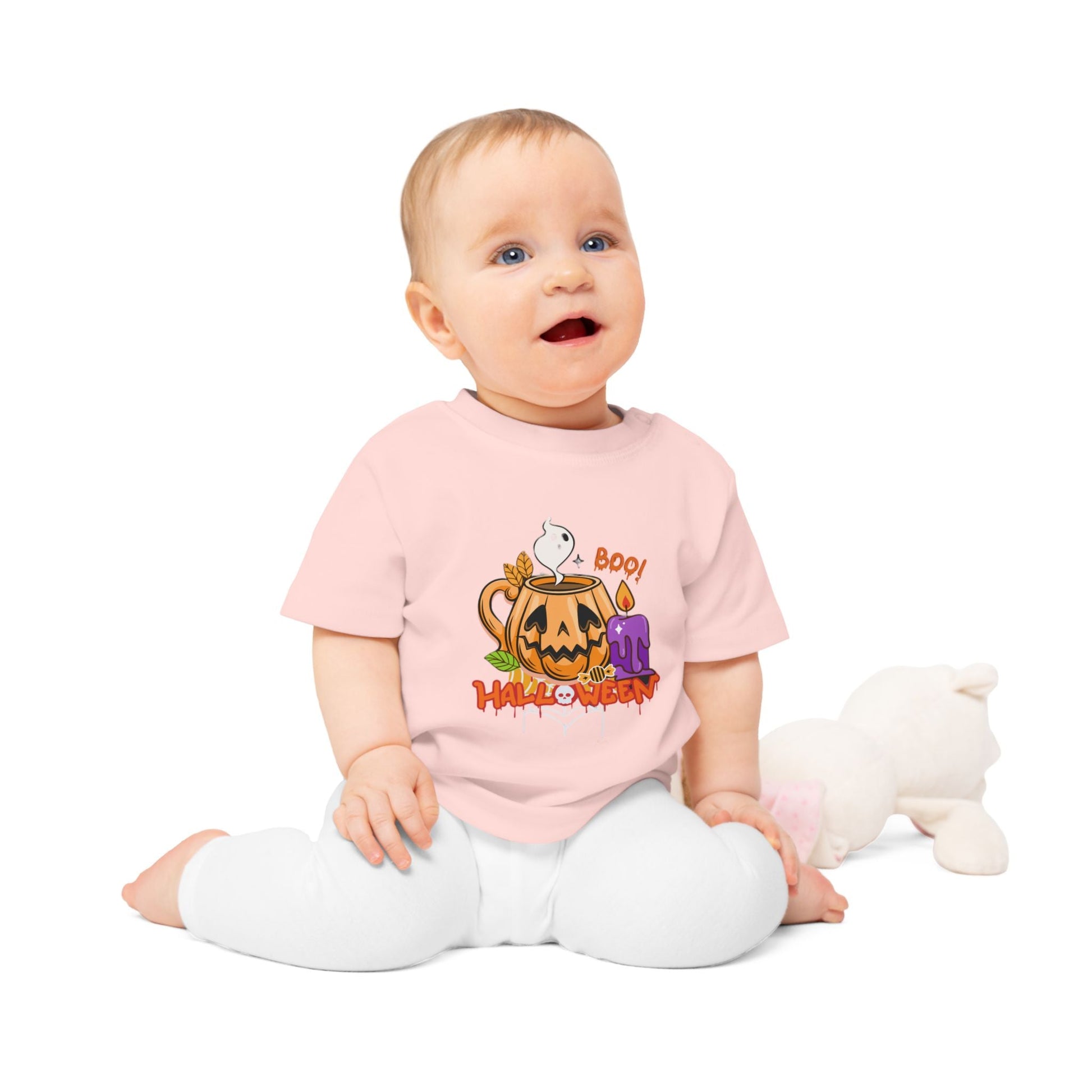 T-Shirt per Bambini di Halloween con Design di Zucca e Fantasma - Aky & Co.