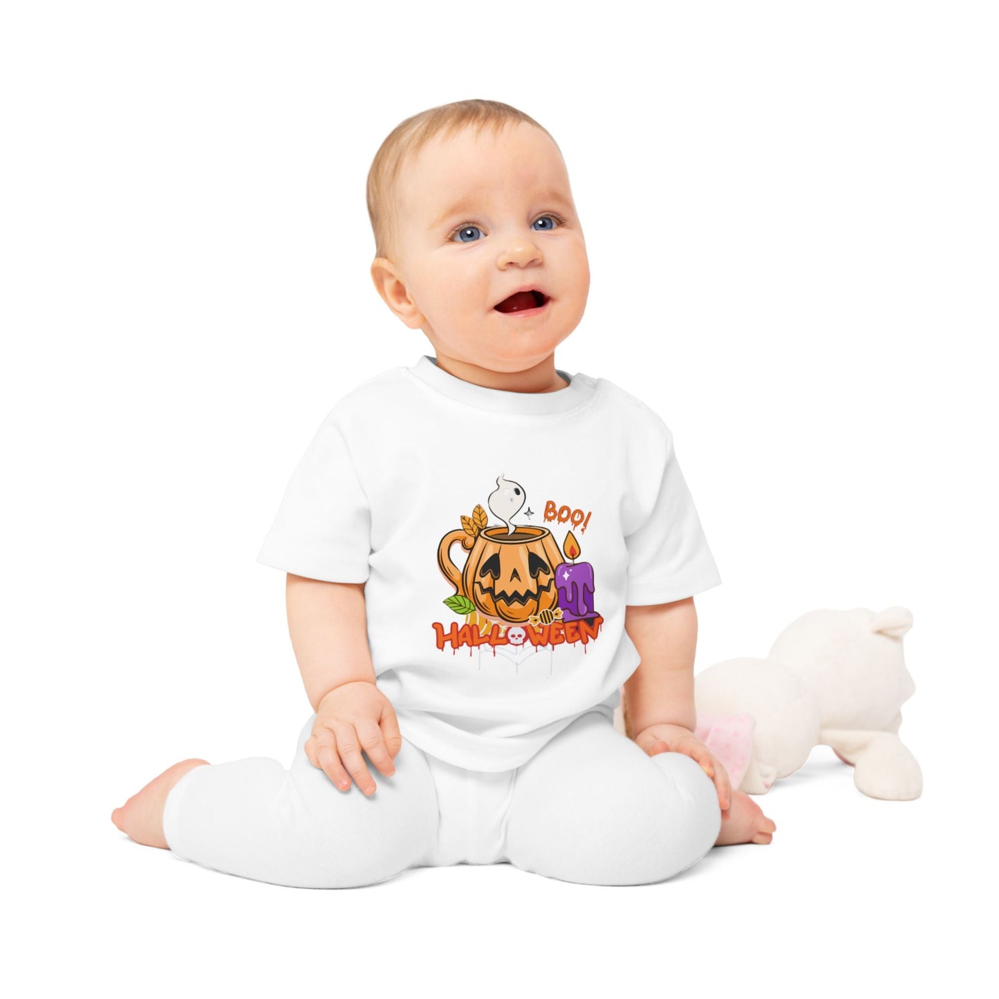 T-Shirt per Bambini di Halloween con Design di Zucca e Fantasma - Aky & Co.