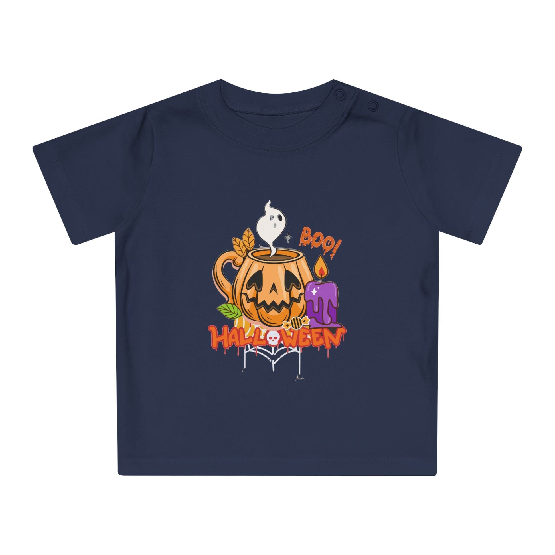 T-Shirt per Bambini di Halloween con Design di Zucca e Fantasma - Aky & Co.