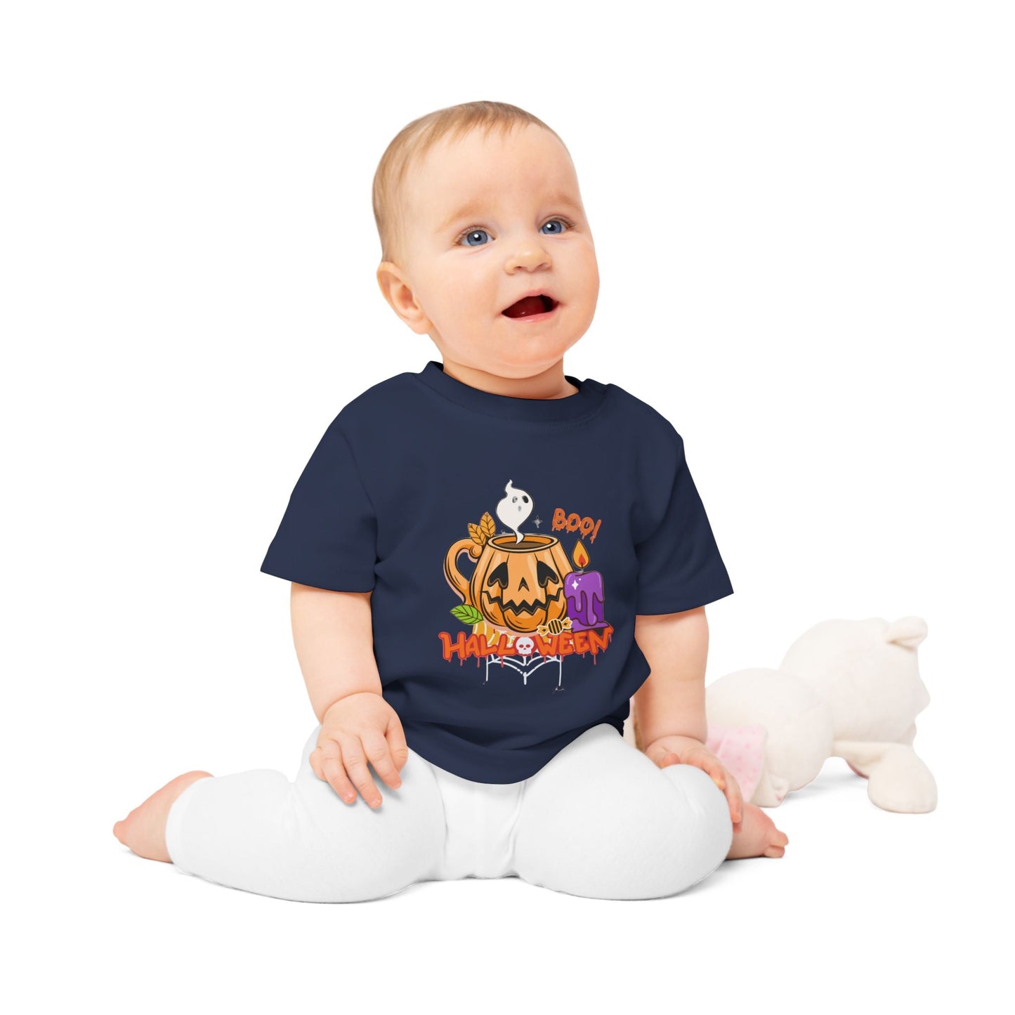 T-Shirt per Bambini di Halloween con Design di Zucca e Fantasma - Aky & Co.