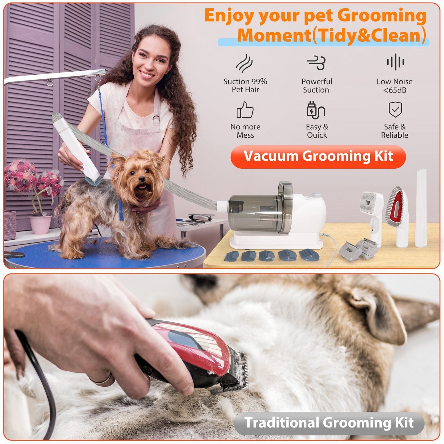 Tagliacapelli Multifunzionale per Animali Domestici con Aspirapolvere: Set Completo di Cura e Bellezza per Cani e Gatti - Aky & Co.