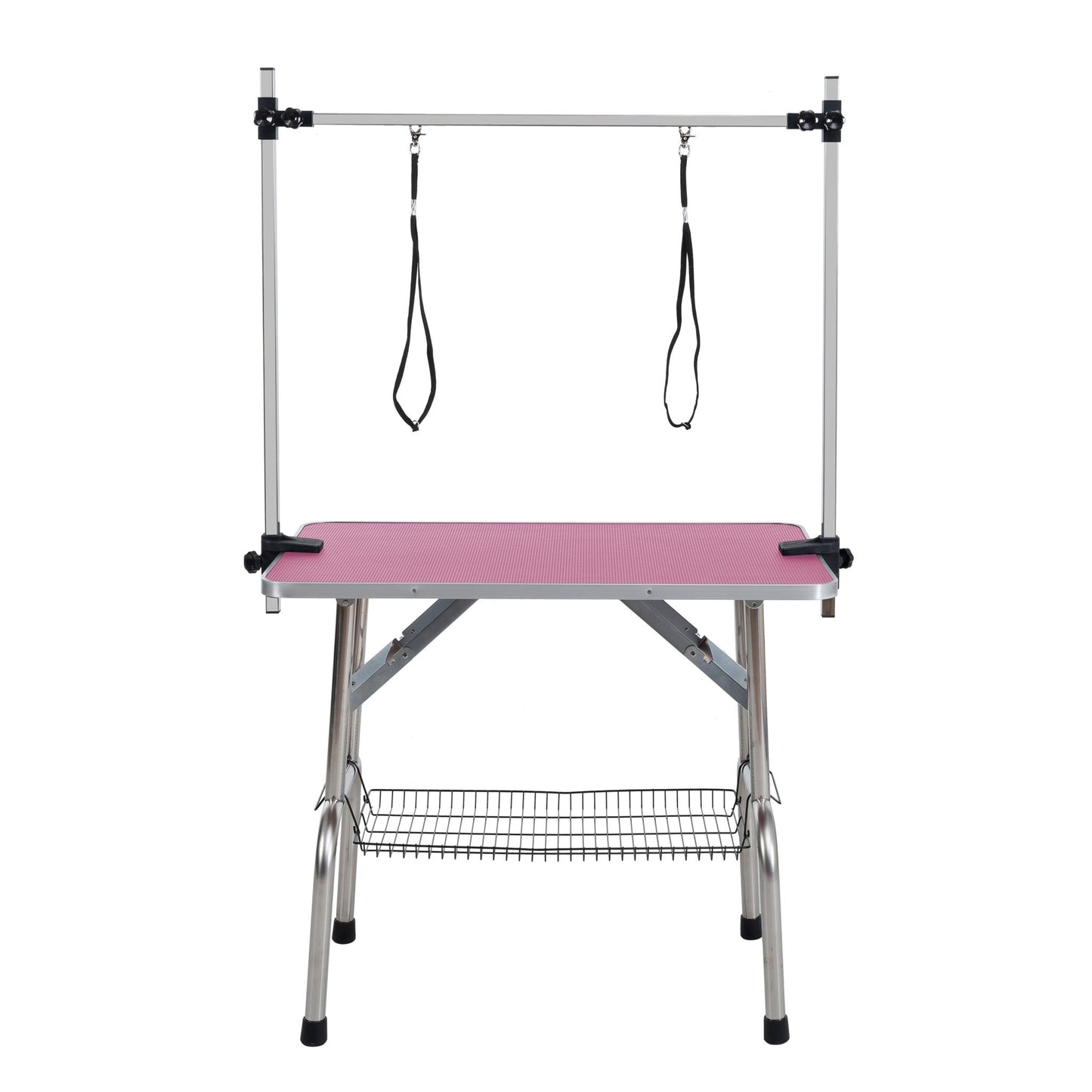 Tavolo da Toelettatura Pieghevole 36'' | Struttura in Acciaio, Cuscinetto in Gomma & Braccioli Regolabili - Rosa - Aky & Co.