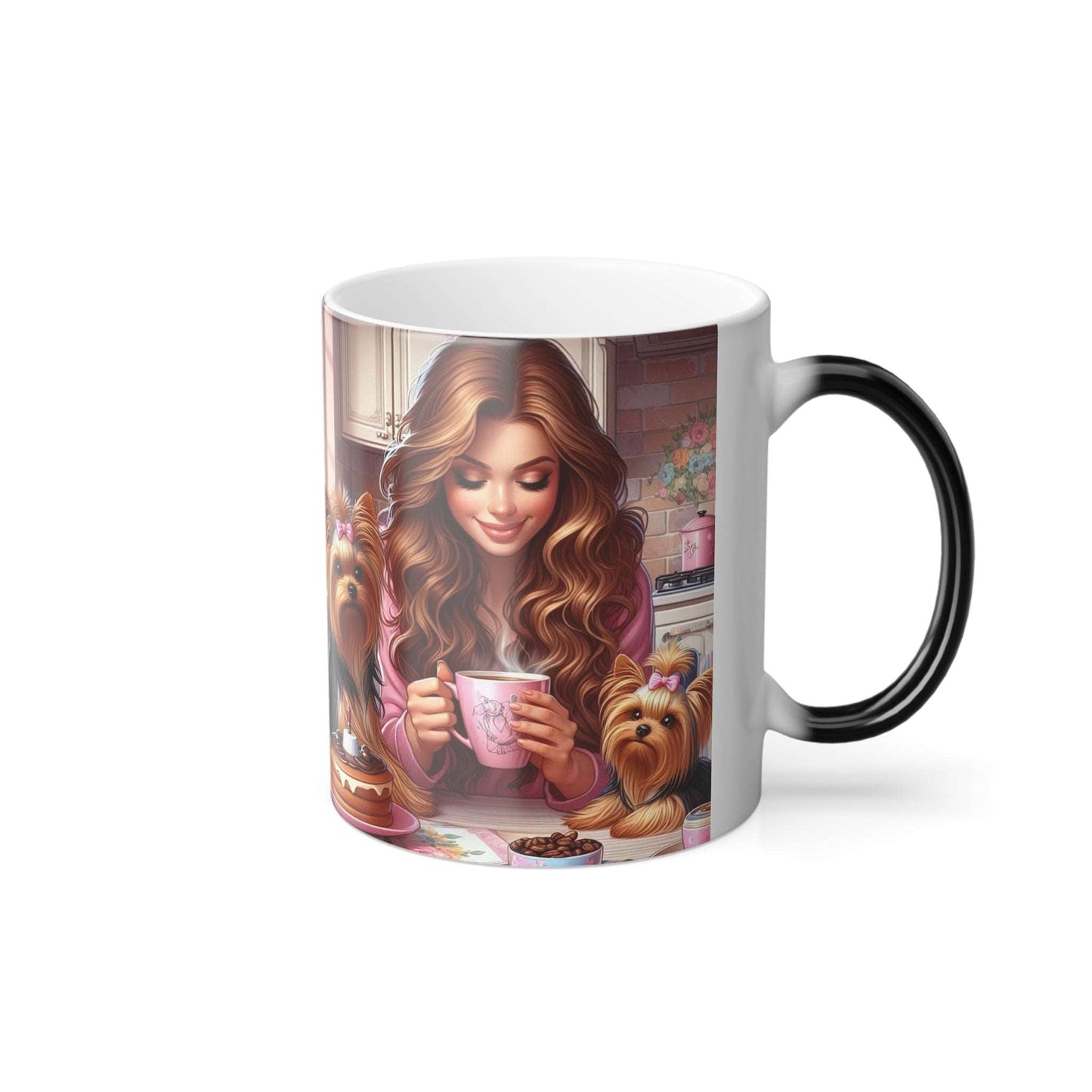 Tazza Magica Yorkshire Terrier - Colazione con la Mamma, 11oz | Regalo Termosensibile per Amanti dei Cani - Aky & Co.