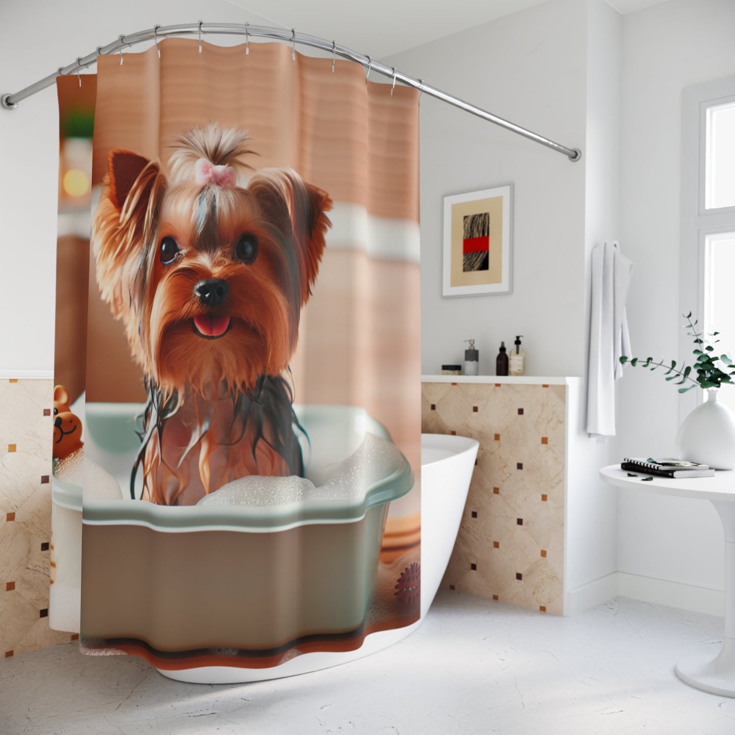 Tenda da Doccia con Adorabile Yorkshire Terrier – Decorazione Perfetta per Amanti dei Cani - AKYCO