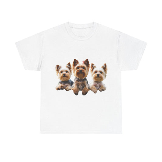 Unisex Heavy Cotton Tee - 3 Yorkshire Terrier - Aky & Co.