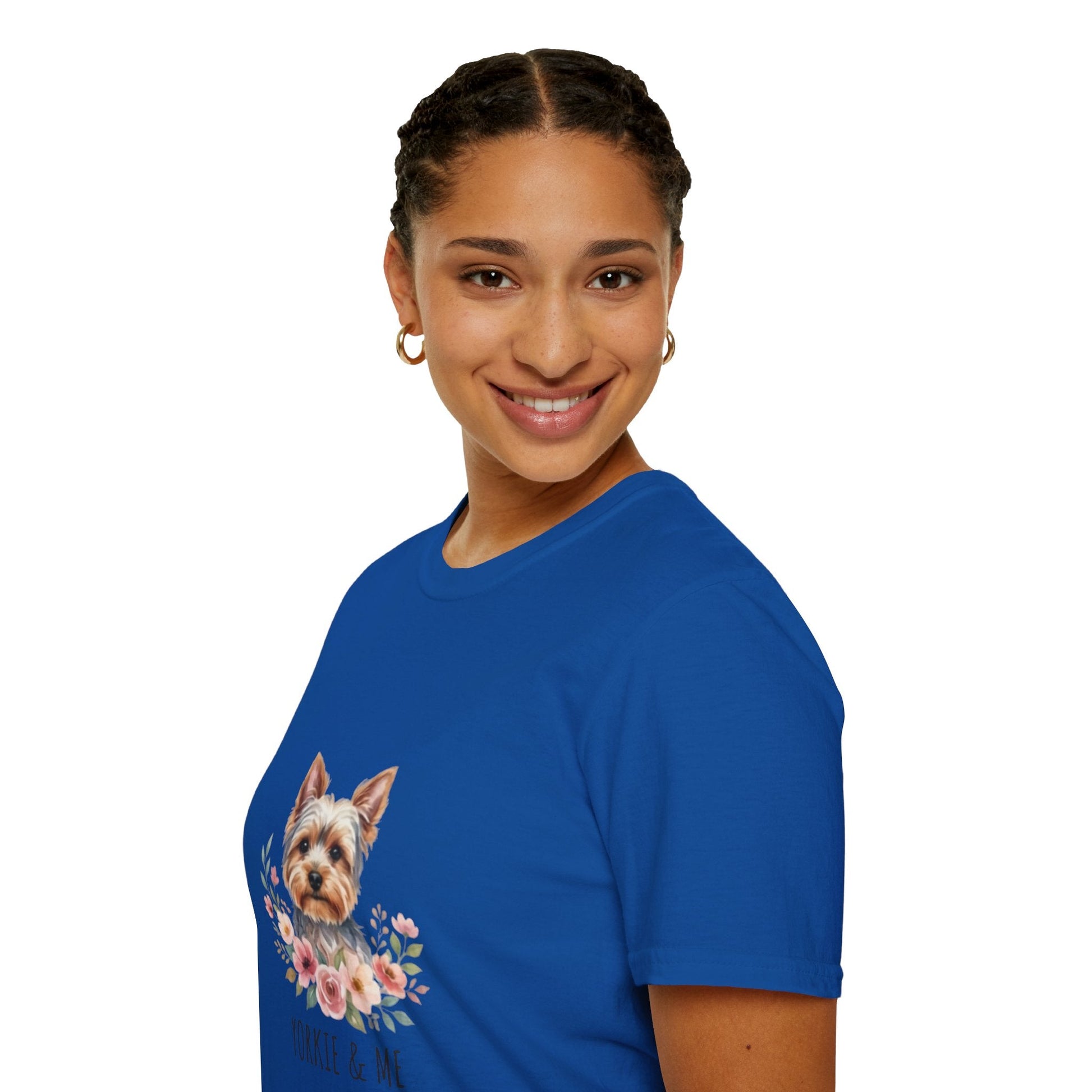 Yorkie & Me T‑Shirt — Floral Yorkshire Terrier Tee - AKYCO