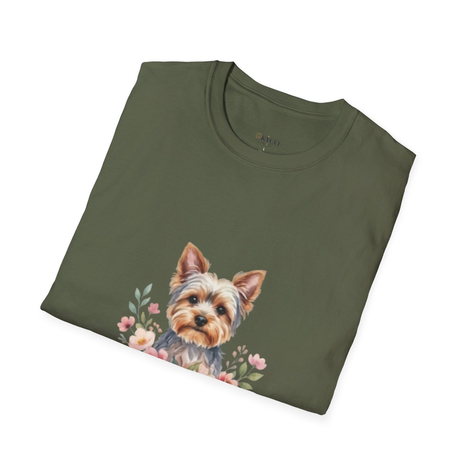 Yorkie & Me T‑Shirt — Floral Yorkshire Terrier Tee - AKYCO