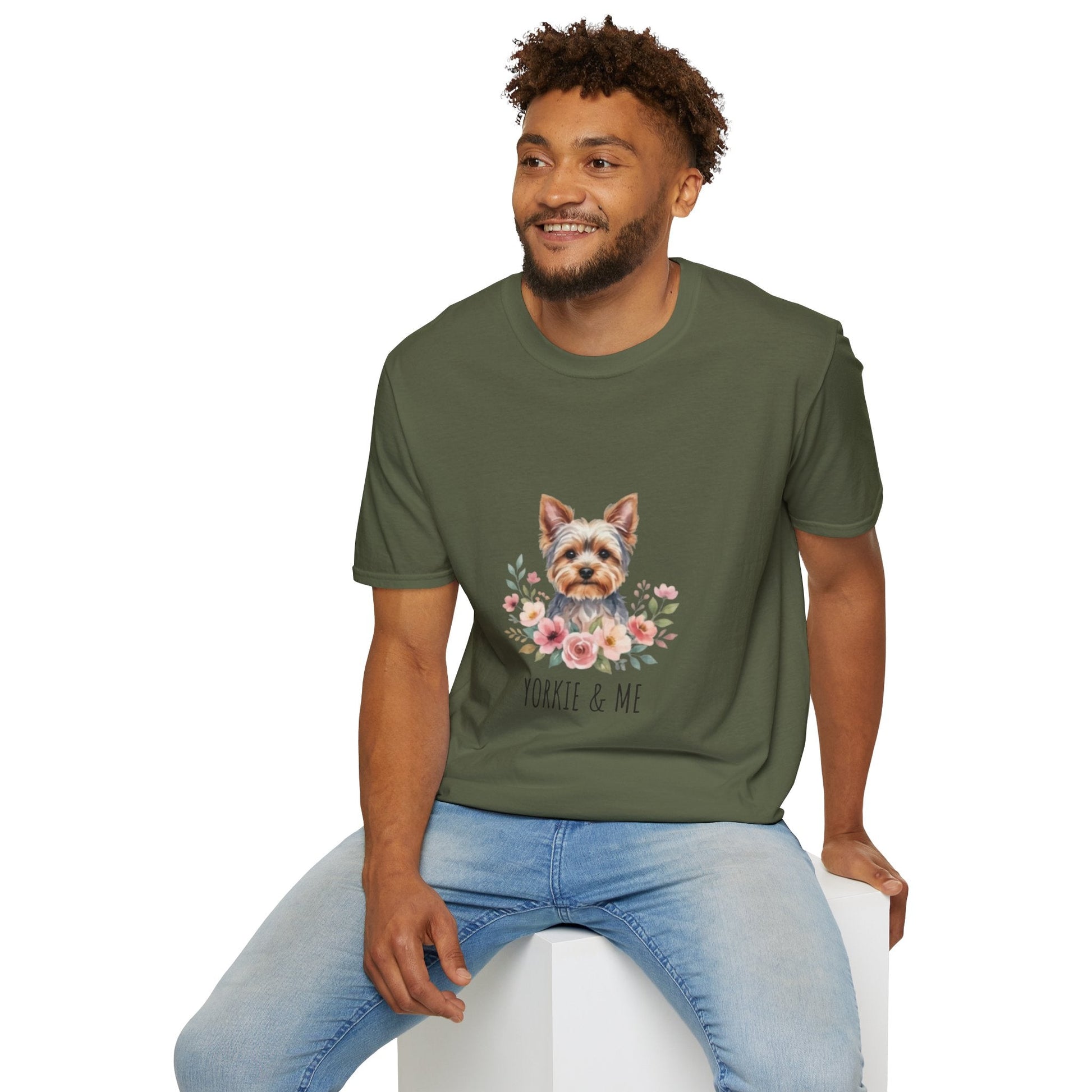 Yorkie & Me T‑Shirt — Floral Yorkshire Terrier Tee - AKYCO