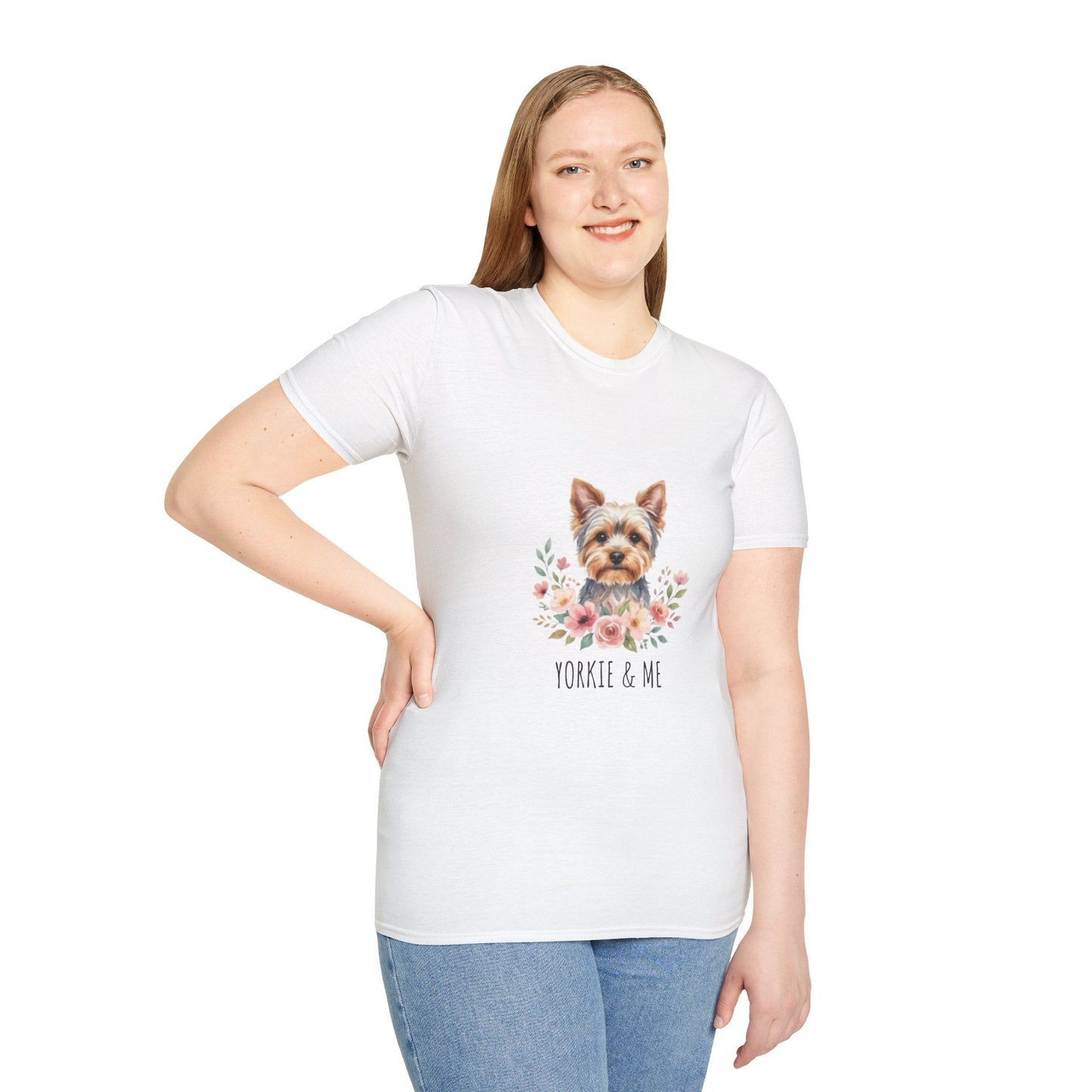 Yorkie & Me T‑Shirt — Floral Yorkshire Terrier Tee - AKYCO