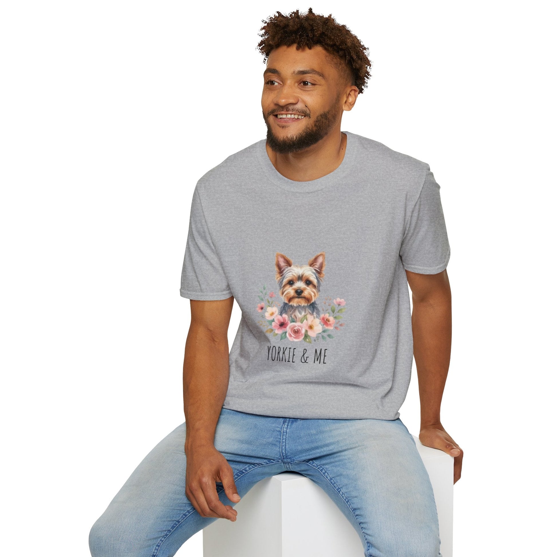 Yorkie & Me T‑Shirt — Floral Yorkshire Terrier Tee - AKYCO
