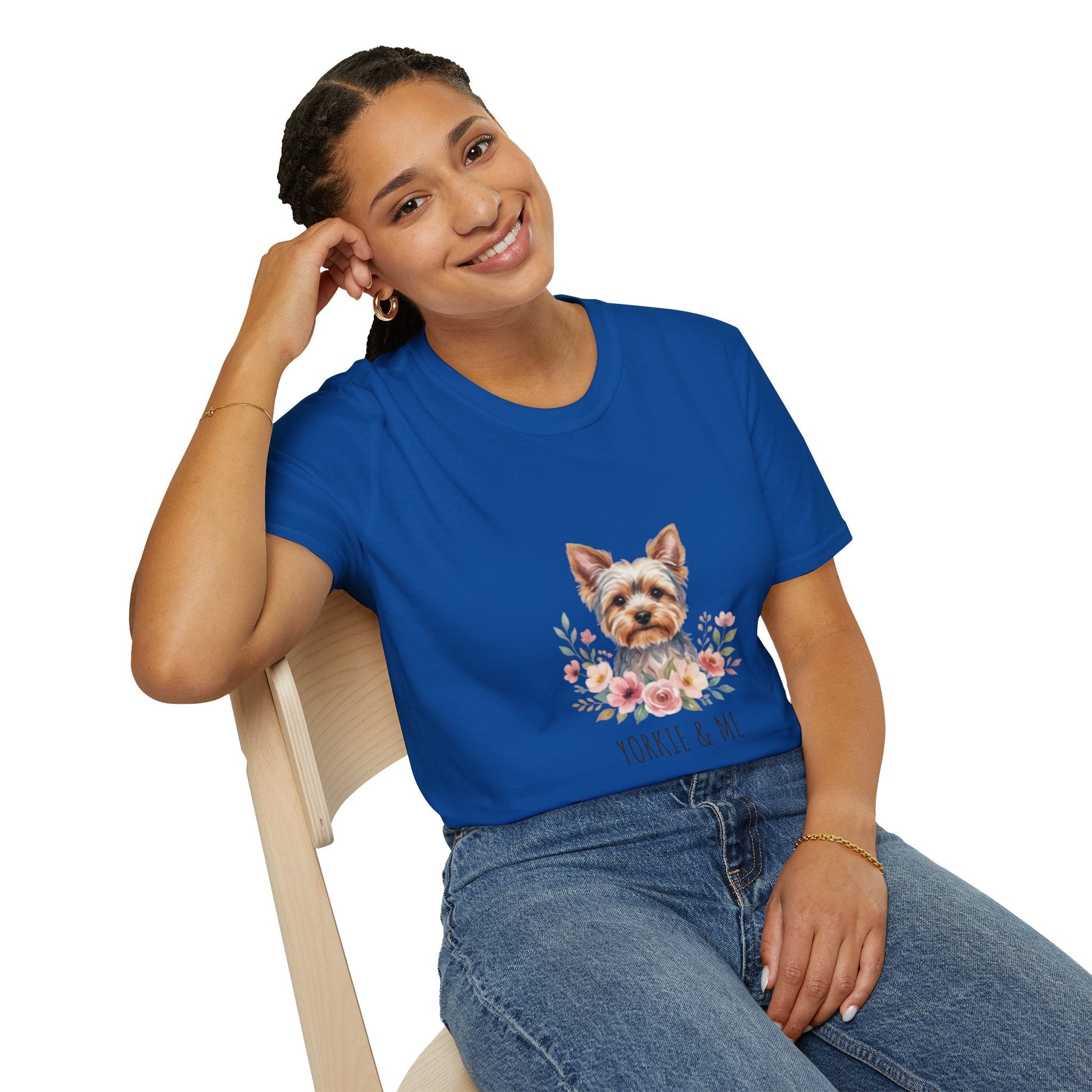 Yorkie & Me T‑Shirt — Floral Yorkshire Terrier Tee - AKYCO
