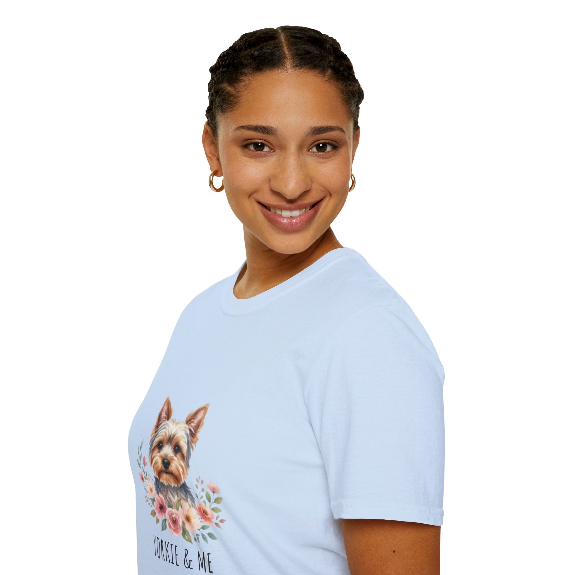 Yorkie & Me T‑Shirt — Floral Yorkshire Terrier Tee - AKYCO