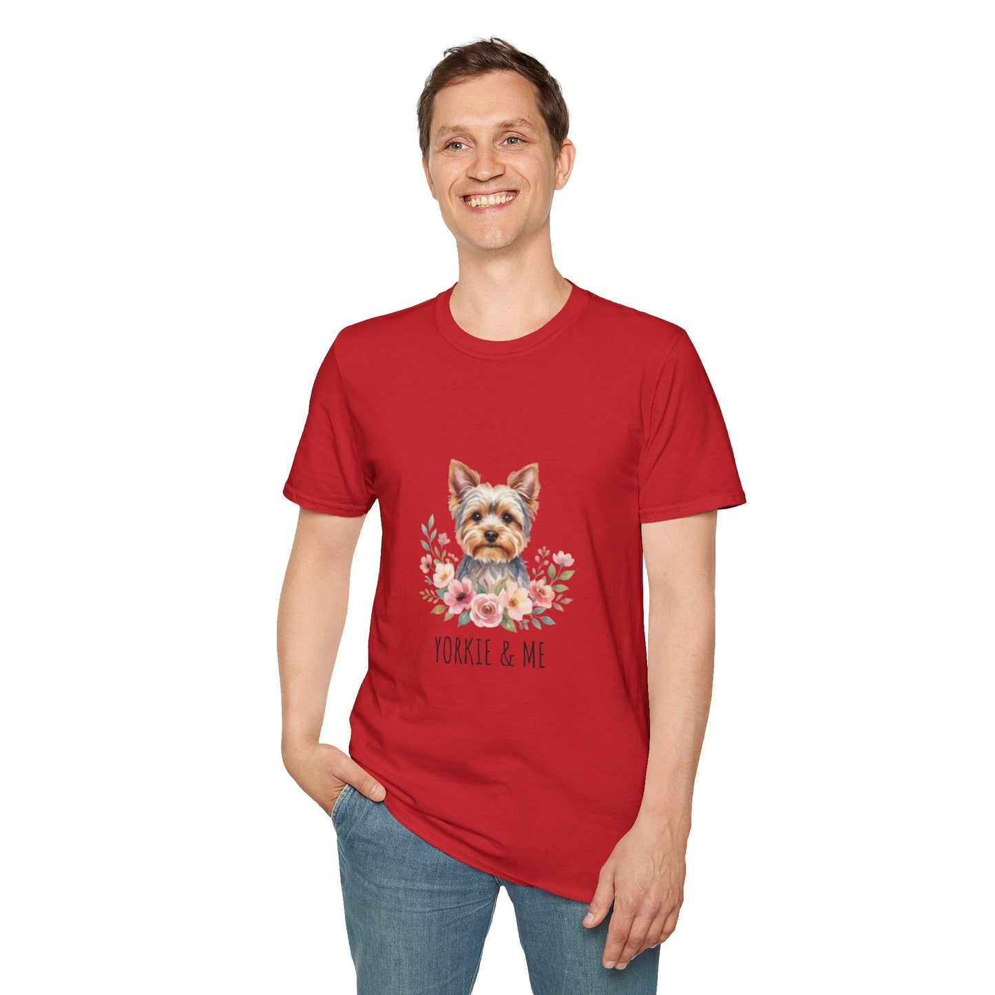 Yorkie & Me T‑Shirt — Floral Yorkshire Terrier Tee - AKYCO