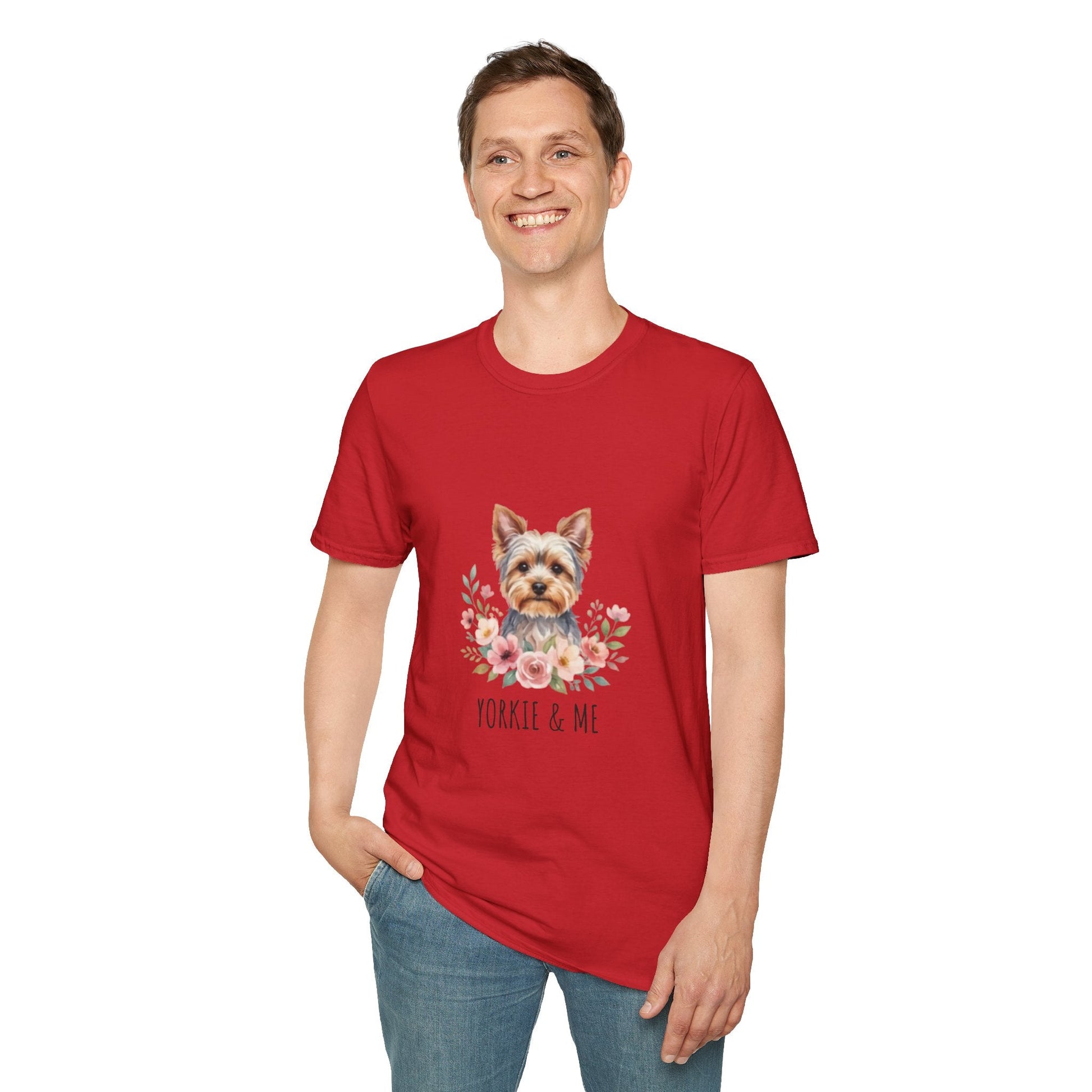 Yorkie & Me T‑Shirt — Floral Yorkshire Terrier Tee - AKYCO