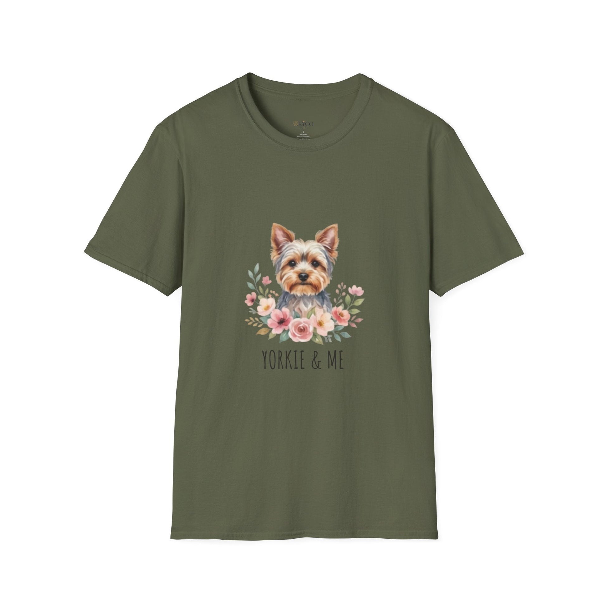 Yorkie & Me T‑Shirt — Floral Yorkshire Terrier Tee - AKYCO