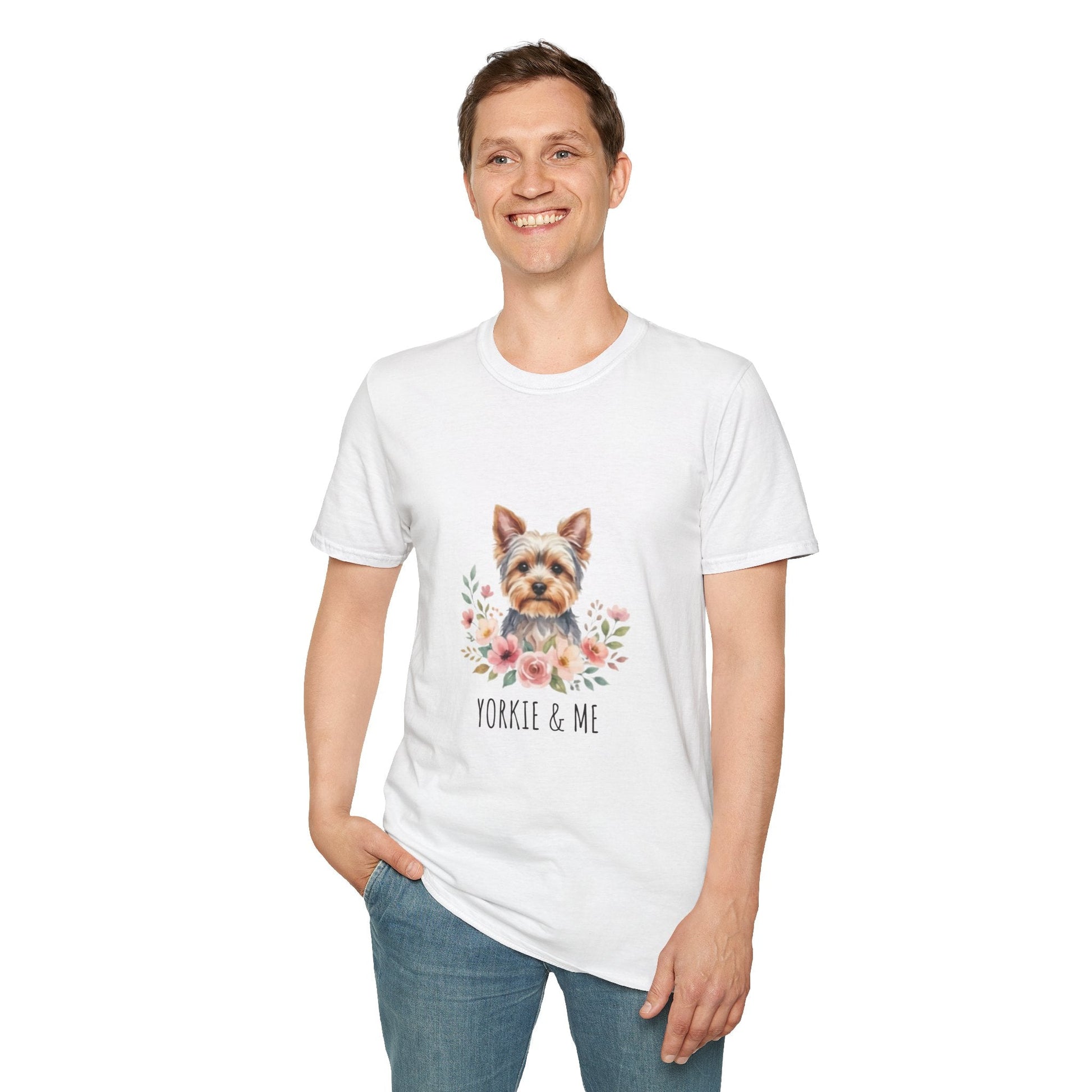 Yorkie & Me T‑Shirt — Floral Yorkshire Terrier Tee - AKYCO