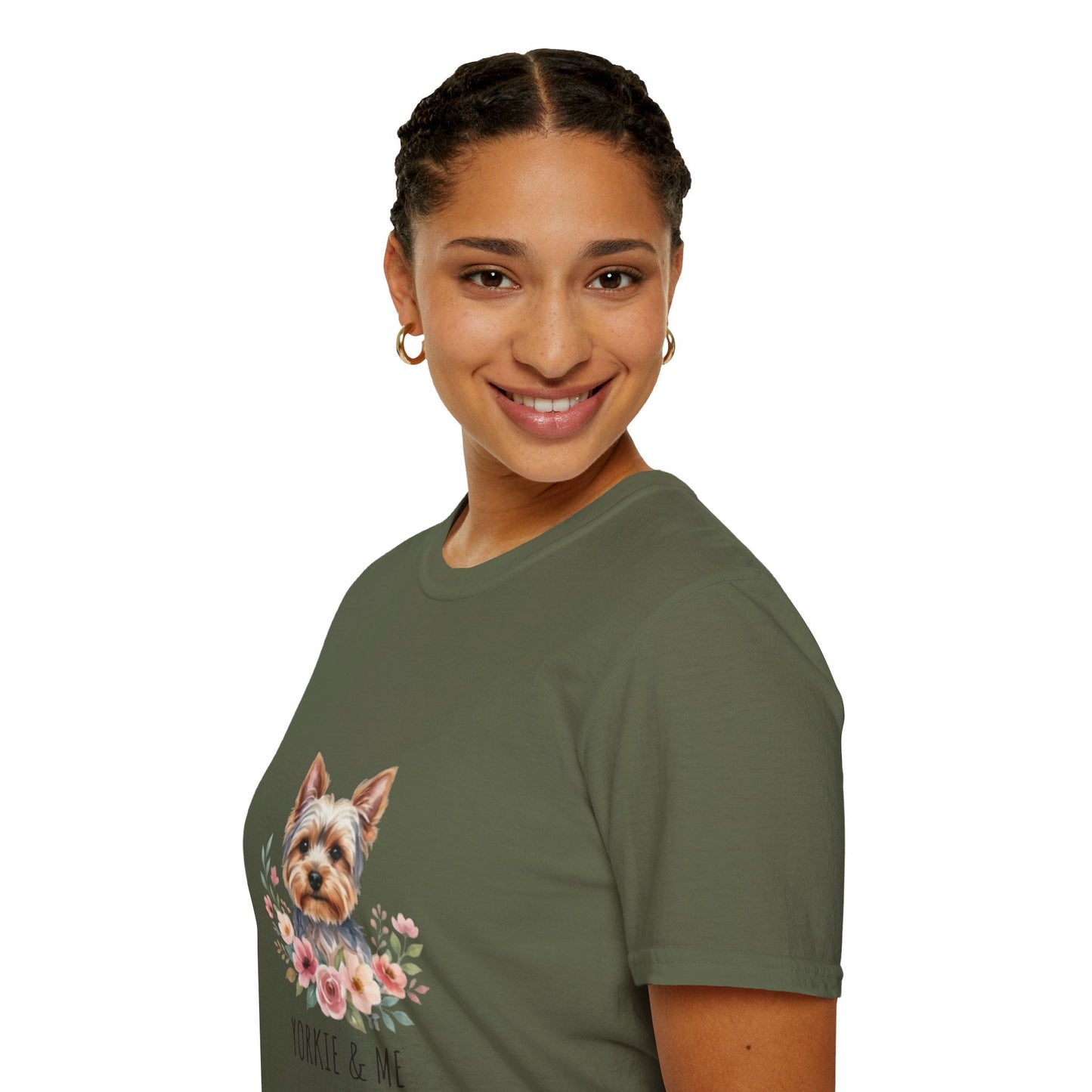 Yorkie & Me T‑Shirt — Floral Yorkshire Terrier Tee - AKYCO
