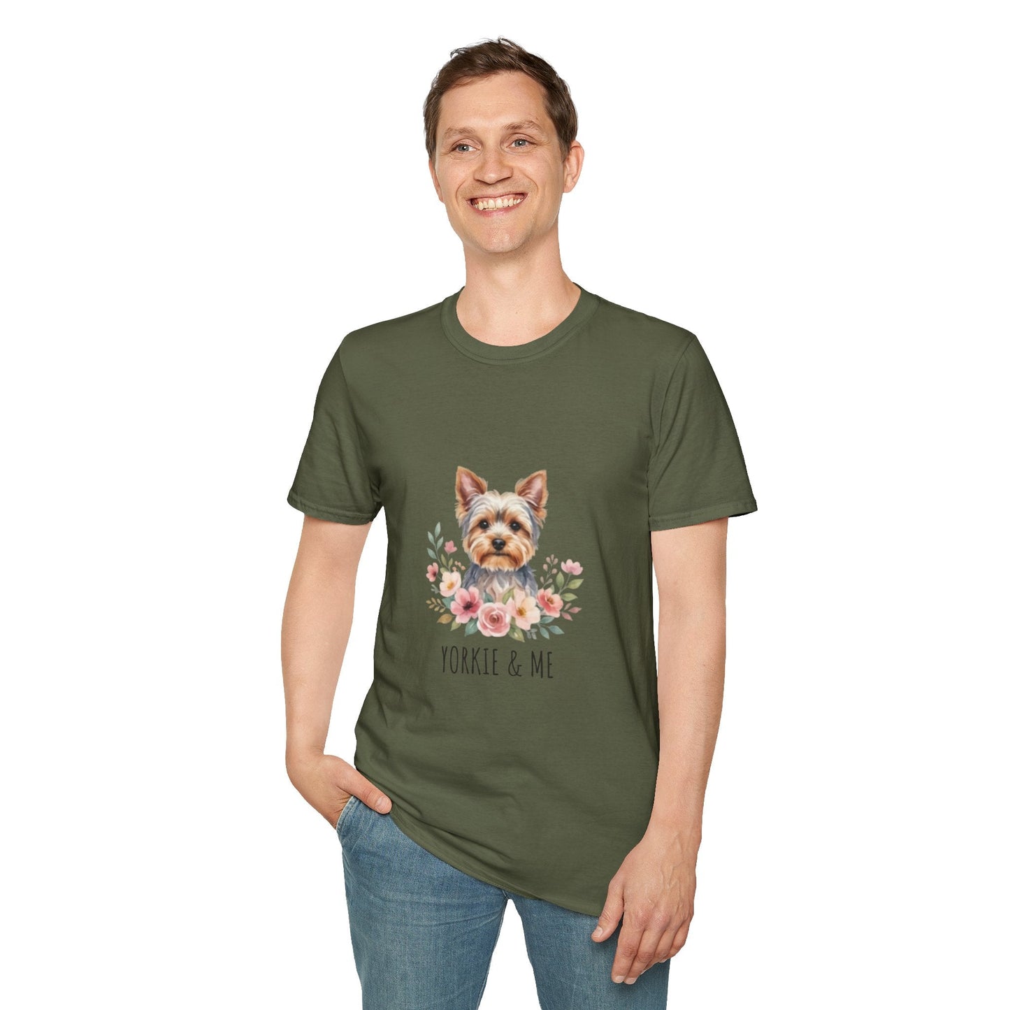 Yorkie & Me T‑Shirt — Floral Yorkshire Terrier Tee - AKYCO