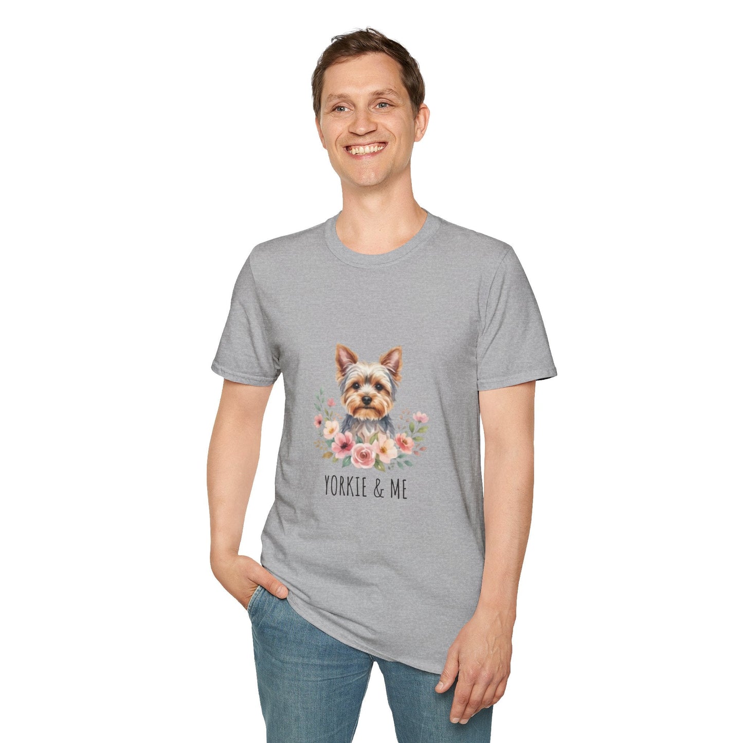 Yorkie & Me T‑Shirt — Floral Yorkshire Terrier Tee - AKYCO