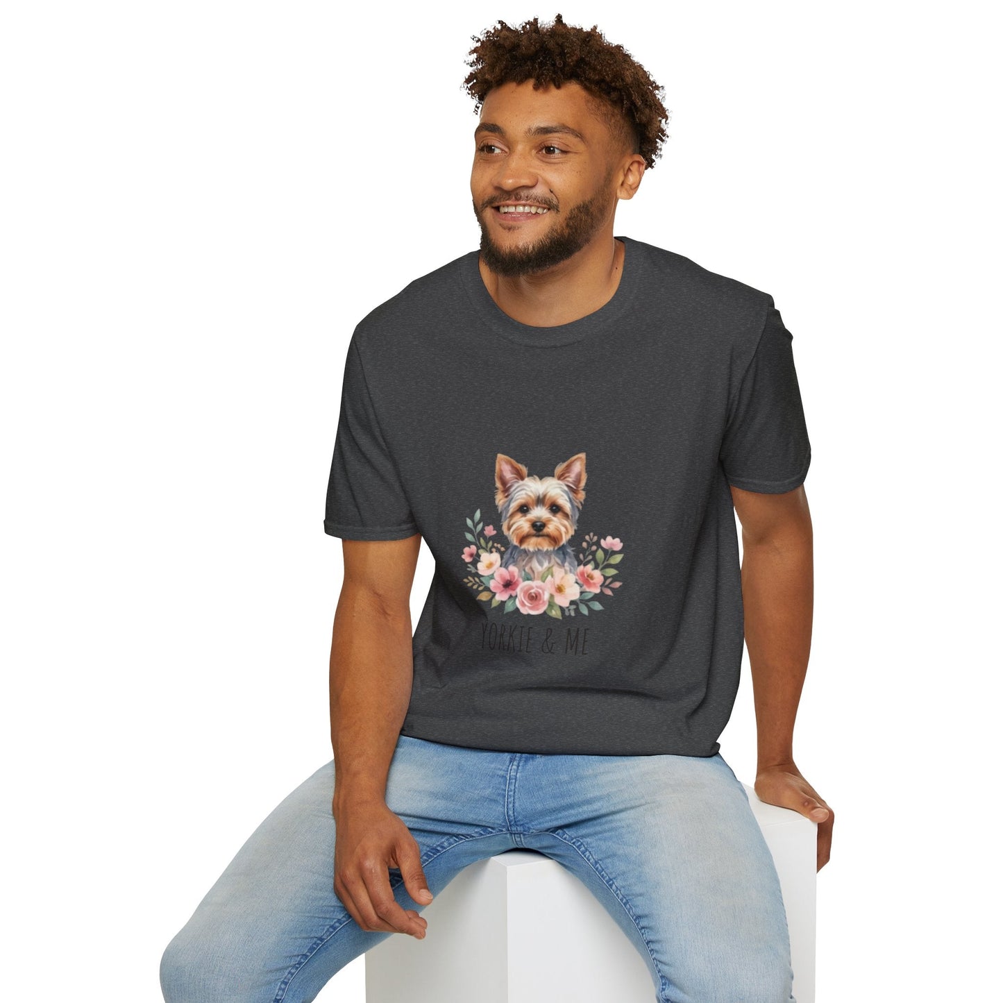 Yorkie & Me T‑Shirt — Floral Yorkshire Terrier Tee - AKYCO