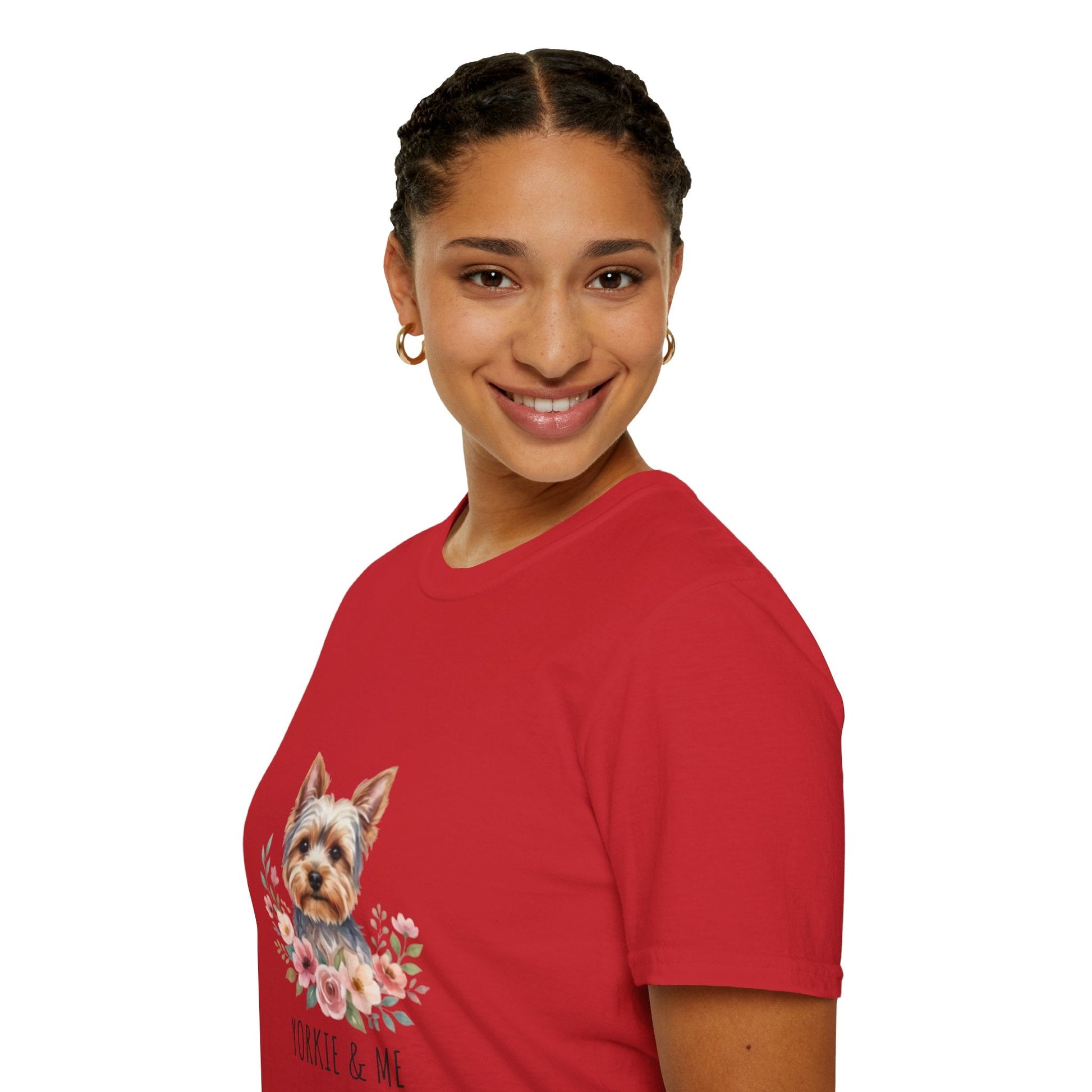 Yorkie & Me T‑Shirt — Floral Yorkshire Terrier Tee - AKYCO