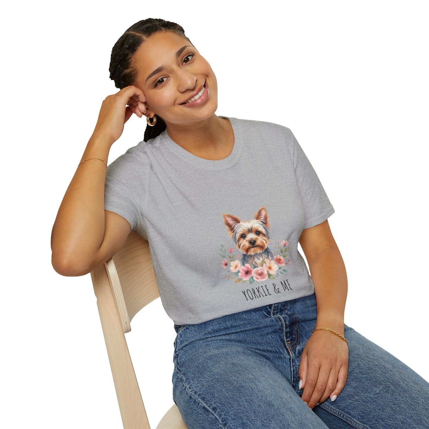 Yorkie & Me T‑Shirt — Floral Yorkshire Terrier Tee - AKYCO