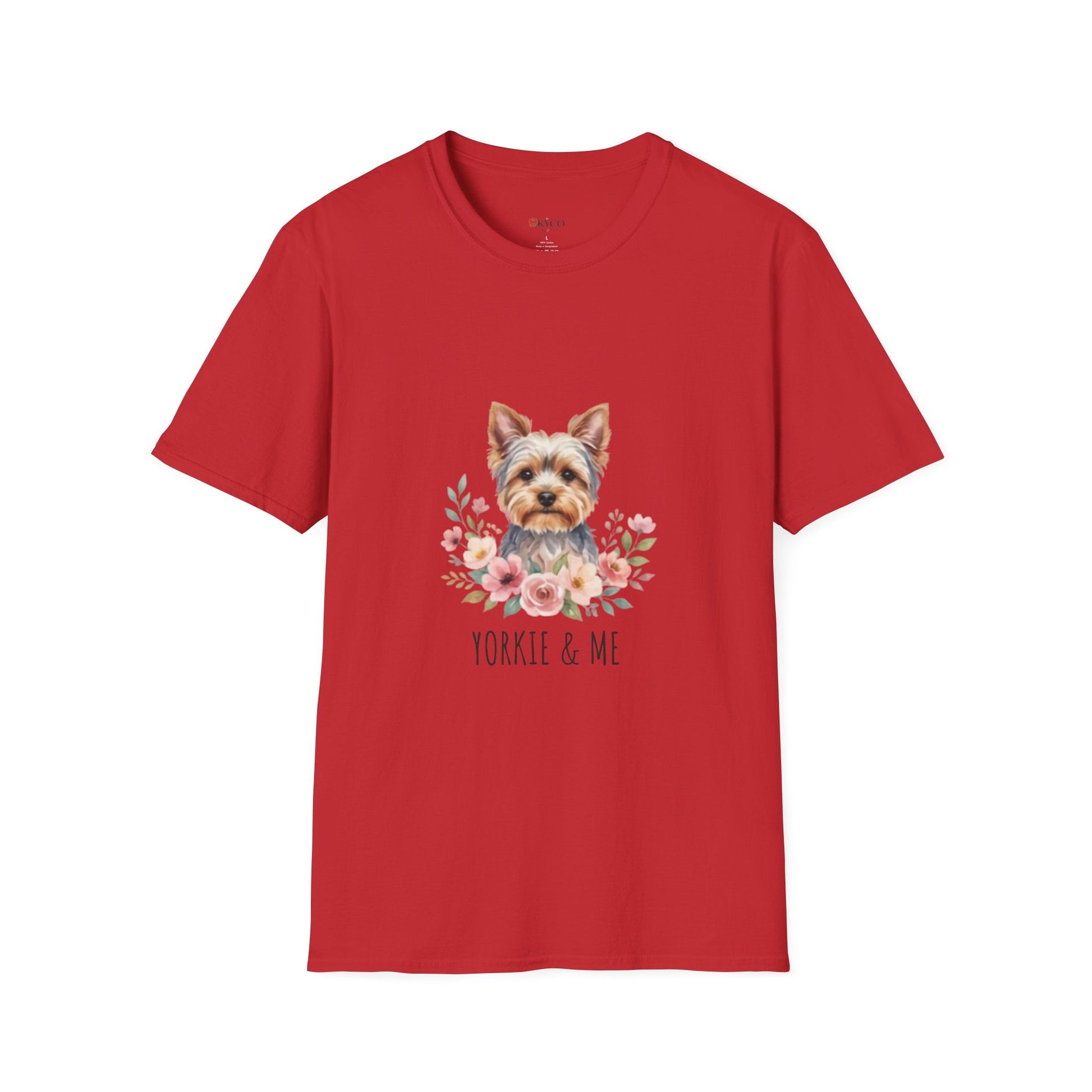 Yorkie & Me T‑Shirt — Floral Yorkshire Terrier Tee - AKYCO