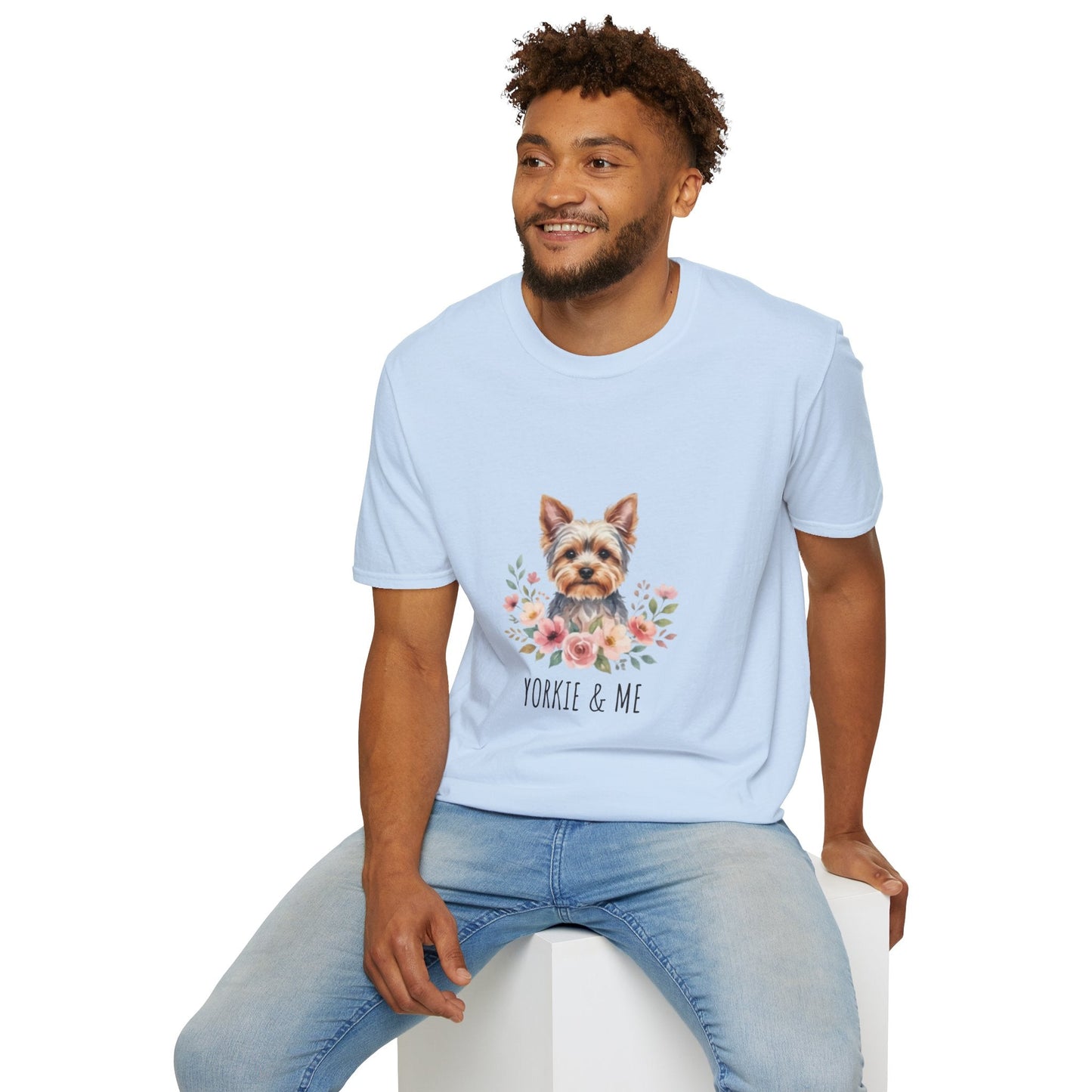 Yorkie & Me T‑Shirt — Floral Yorkshire Terrier Tee - AKYCO