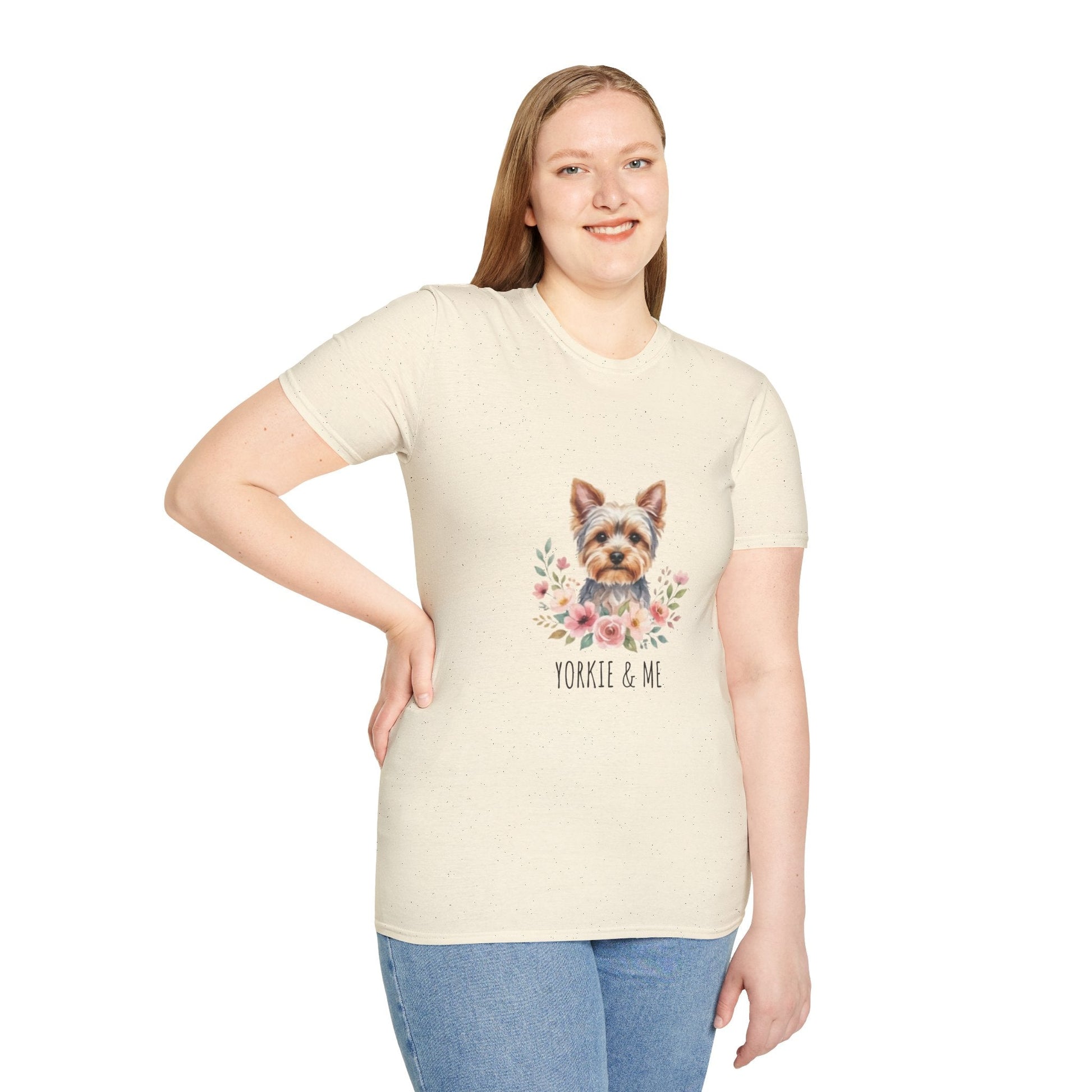 Yorkie & Me T‑Shirt — Floral Yorkshire Terrier Tee - AKYCO