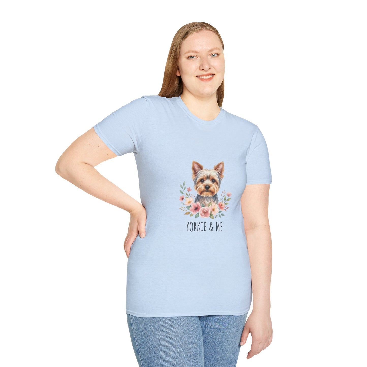 Yorkie & Me T‑Shirt — Floral Yorkshire Terrier Tee - AKYCO