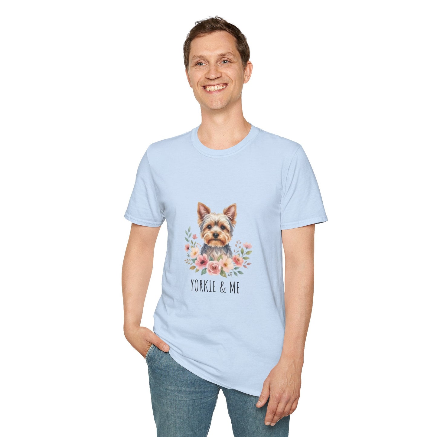 Yorkie & Me T‑Shirt — Floral Yorkshire Terrier Tee - AKYCO