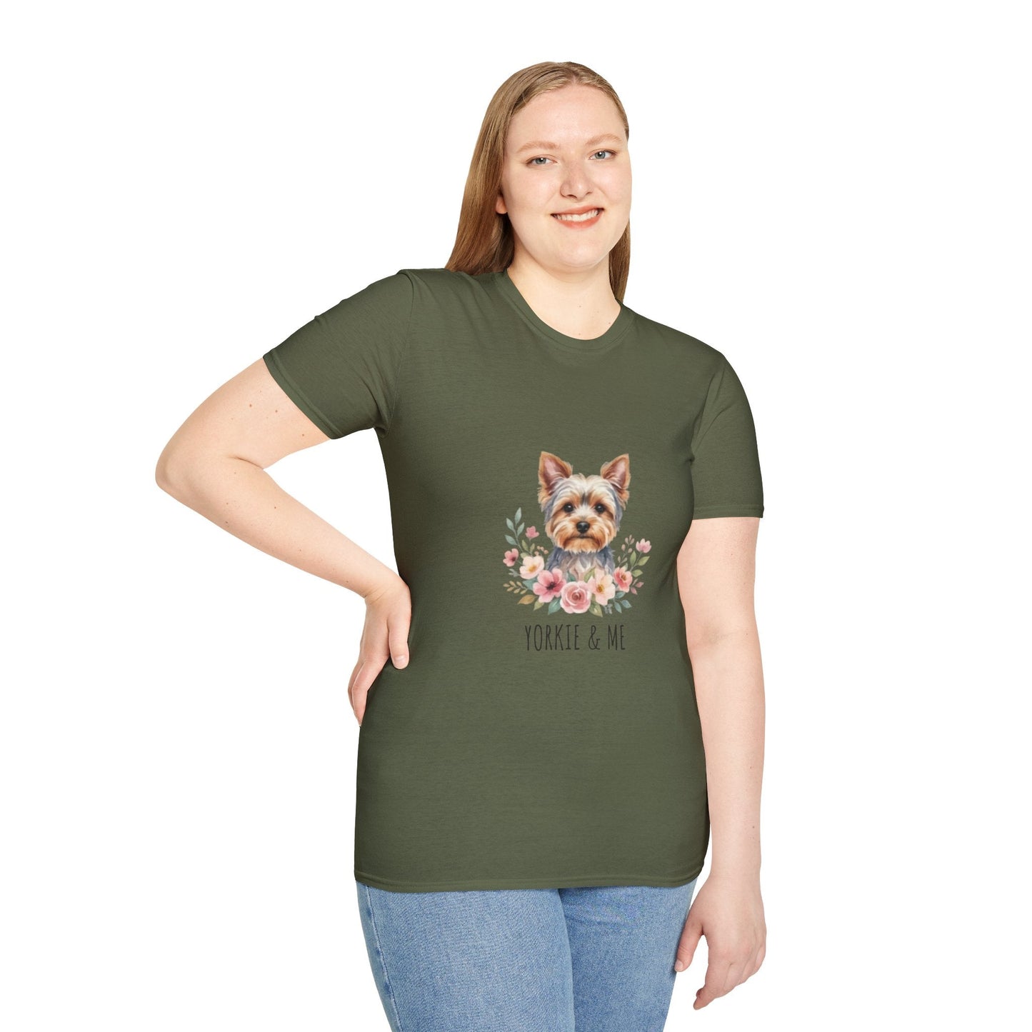 Yorkie & Me T‑Shirt — Floral Yorkshire Terrier Tee - AKYCO
