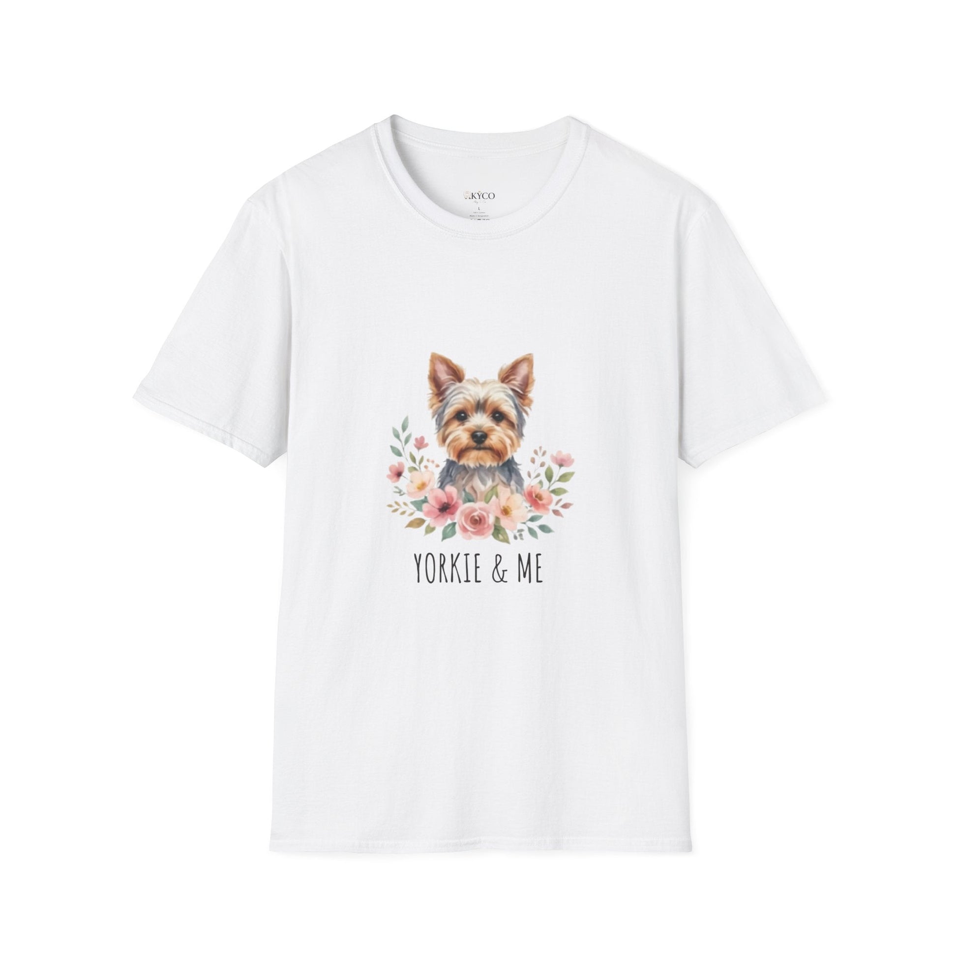 Yorkie & Me T‑Shirt — Floral Yorkshire Terrier Tee - AKYCO