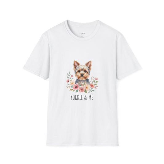 Yorkie & Me T‑Shirt — Floral Yorkshire Terrier Tee - AKYCO