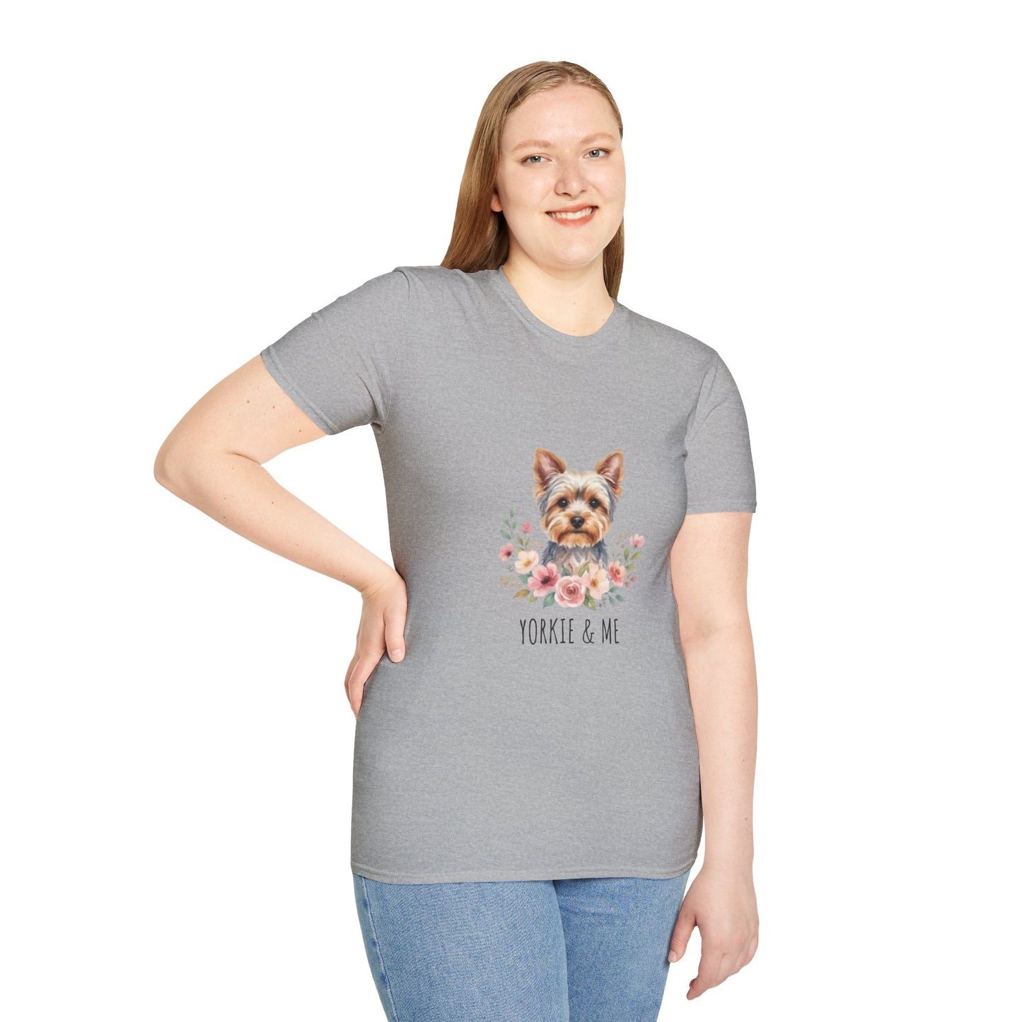 Yorkie & Me T‑Shirt — Floral Yorkshire Terrier Tee - AKYCO