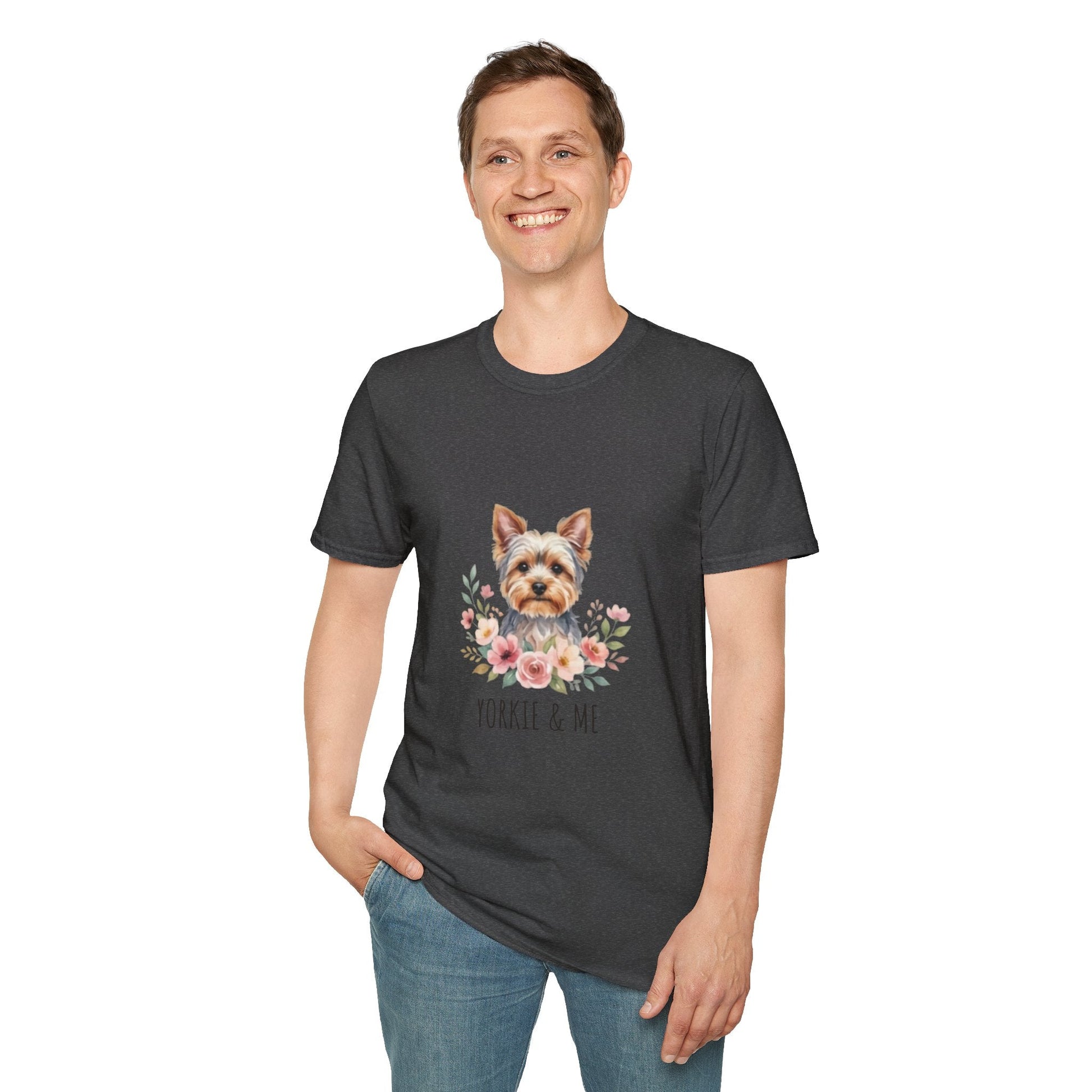 Yorkie & Me T‑Shirt — Floral Yorkshire Terrier Tee - AKYCO