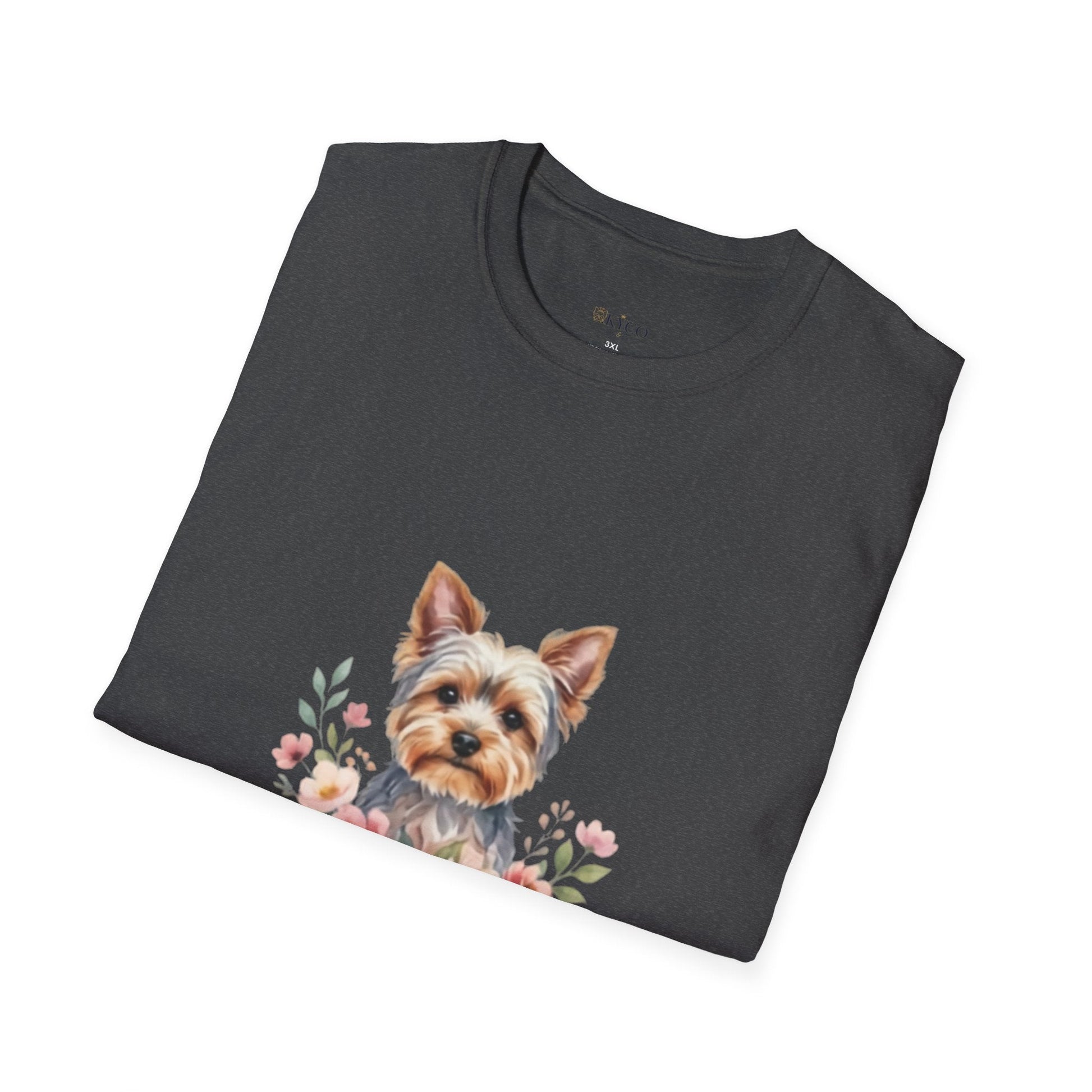 Yorkie & Me T‑Shirt — Floral Yorkshire Terrier Tee - AKYCO