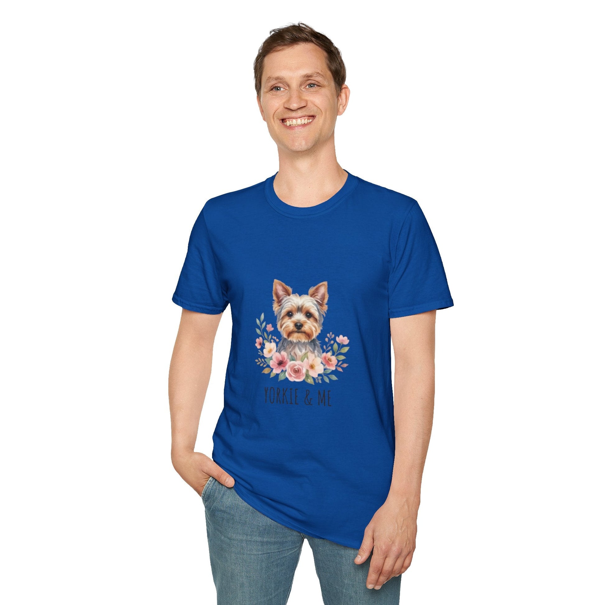 Yorkie & Me T‑Shirt — Floral Yorkshire Terrier Tee - AKYCO