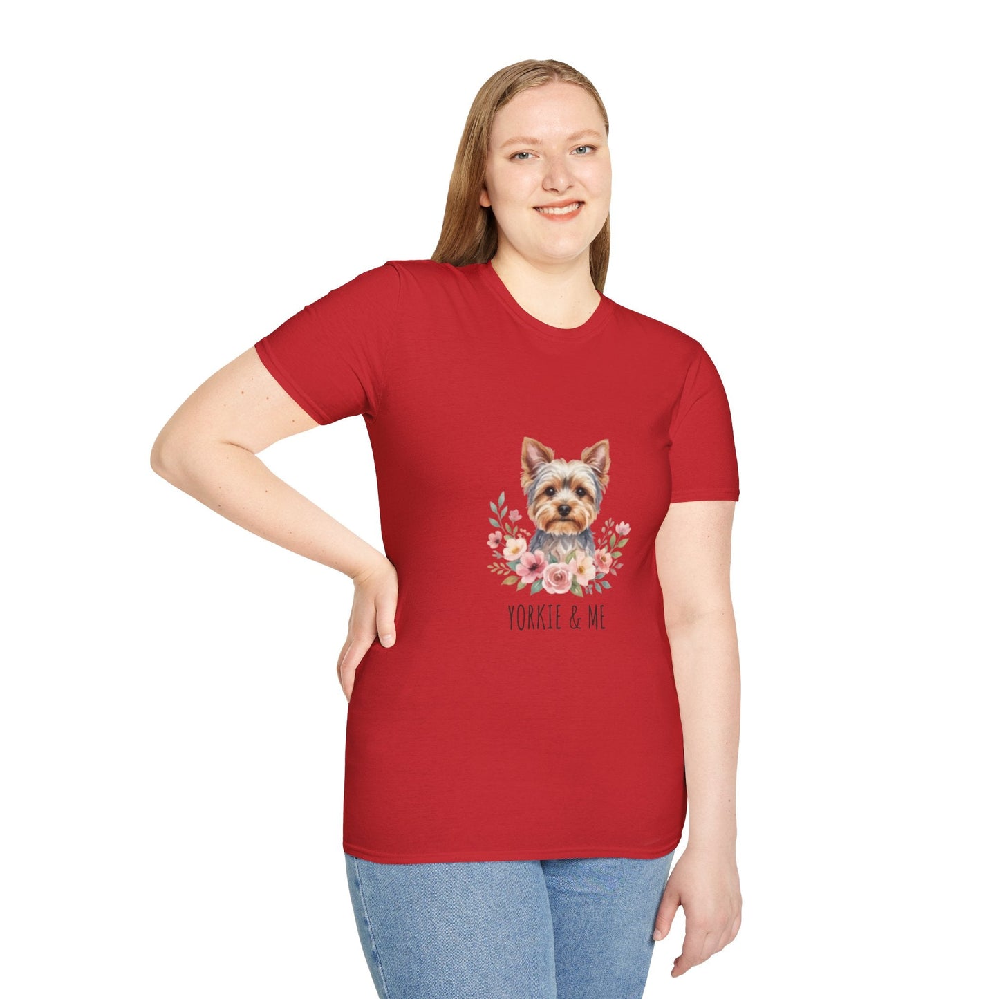 Yorkie & Me T‑Shirt — Floral Yorkshire Terrier Tee - AKYCO