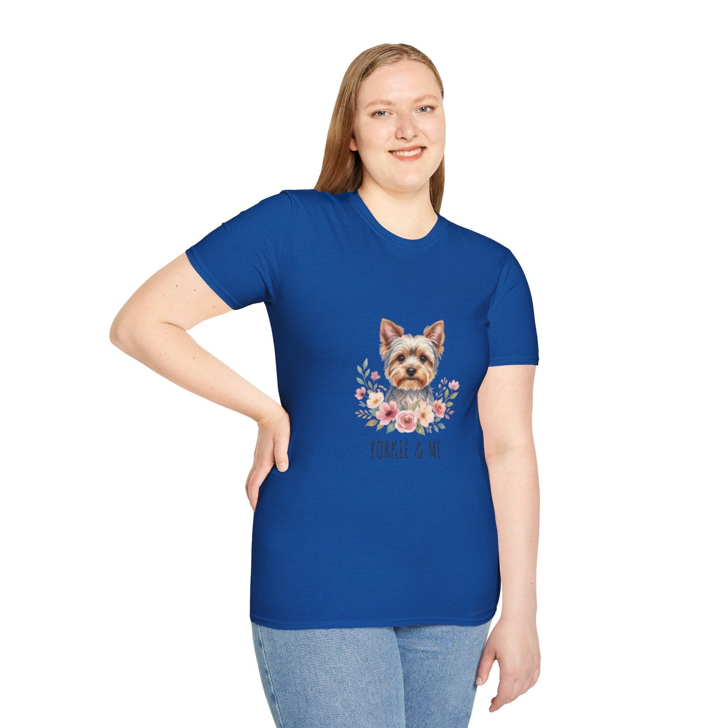 Yorkie & Me T‑Shirt — Floral Yorkshire Terrier Tee - AKYCO
